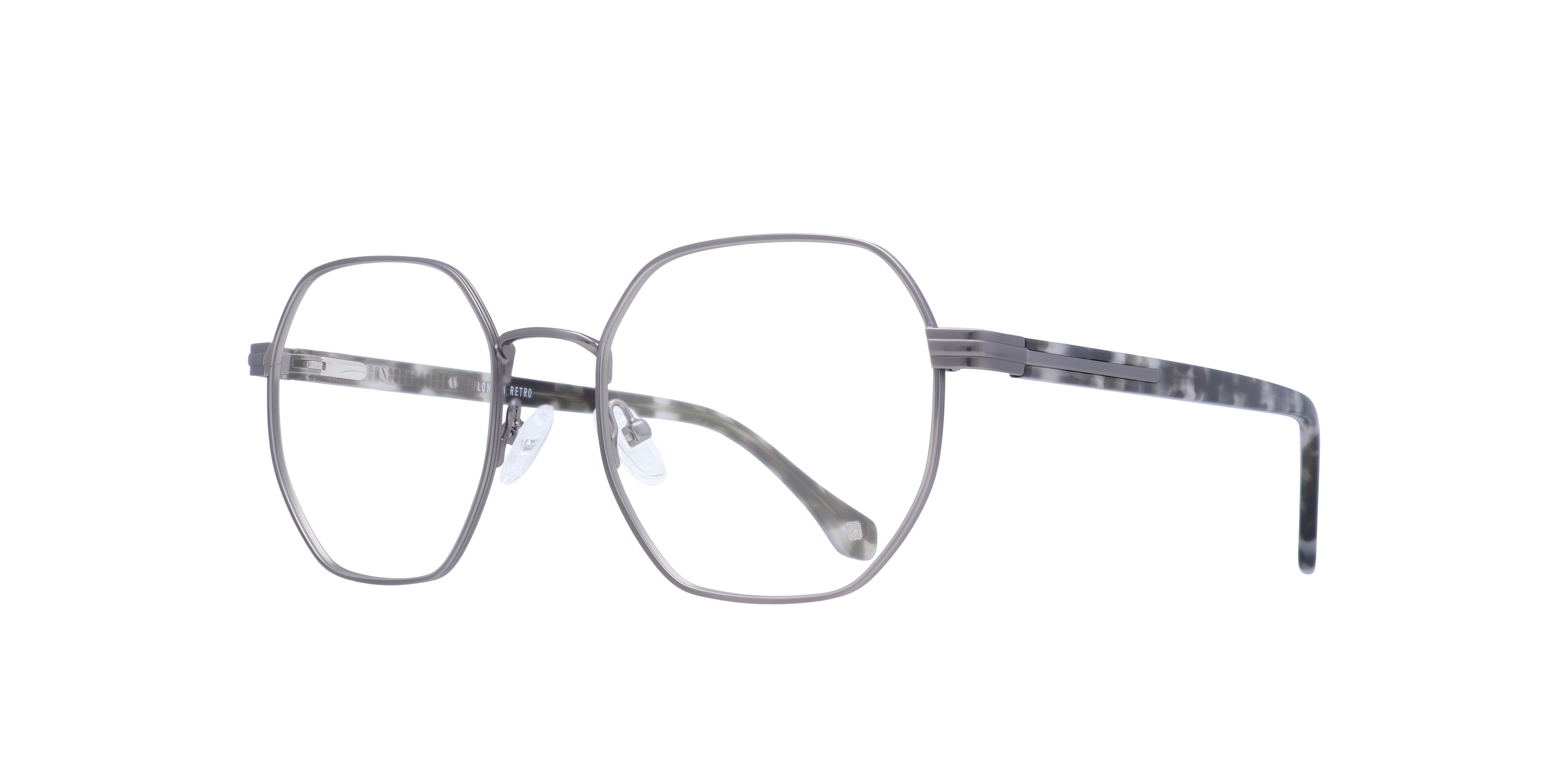 Hainault Matte Gunmetal MetalEyeglass Frames for Glasses Direct, Angle View