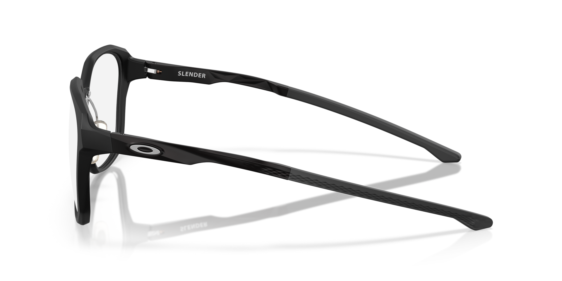 Slender Satin Black PlasticEyeglass Frames for Glasses Direct, Side View