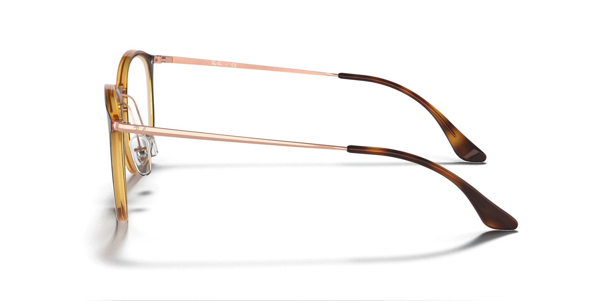 RB7140 Optics Striped Havana PlasticEyeglass Frames for Glasses Direct, Side View