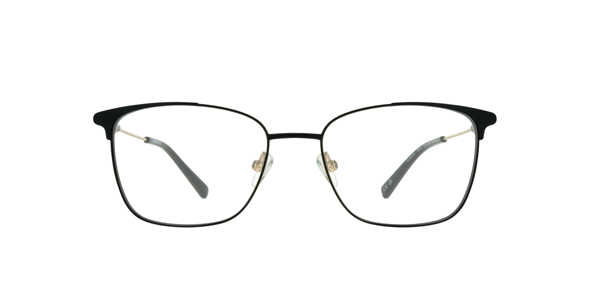 Kathleen Black & Shiny Gold MetalEyeglass Frames for Glasses Direct, Front View