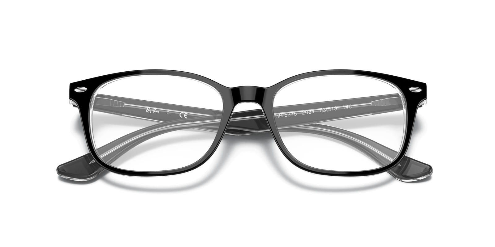 RB5375 Black On Transparent AcetateEyeglass Frames for Glasses Direct, Closed View
