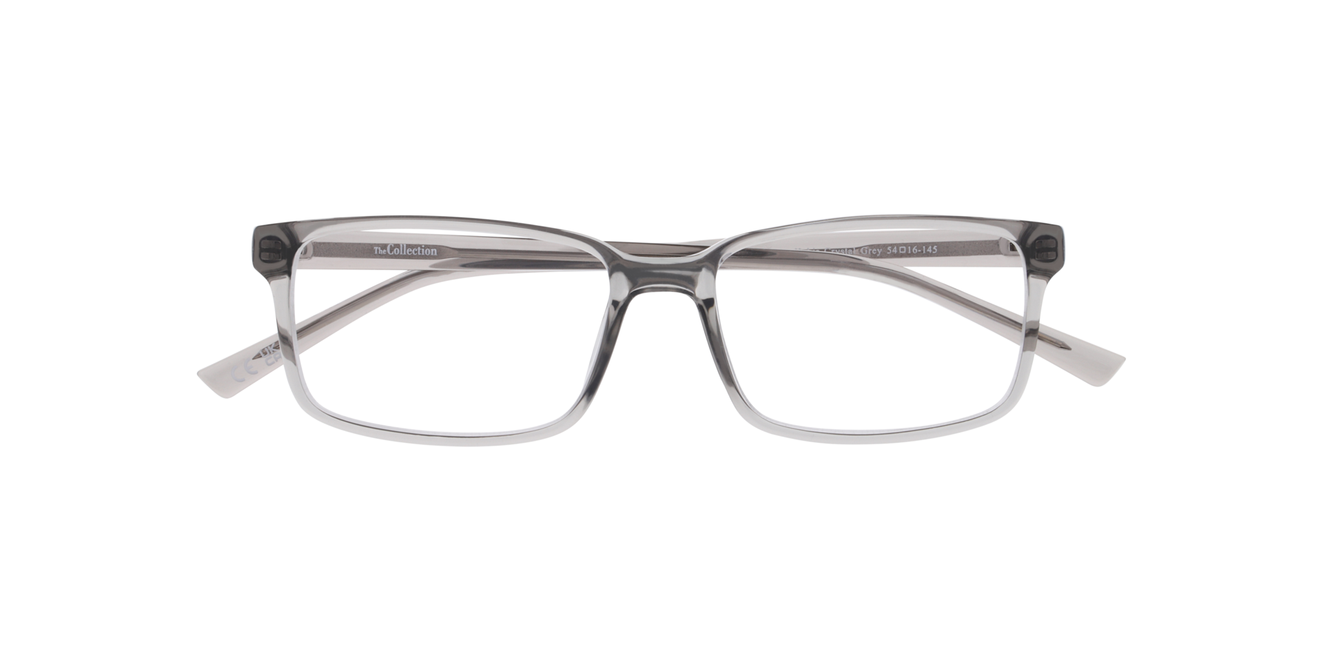 Kabir Transparent Grey PlasticEyeglass Frames for Glasses Direct, Closed View