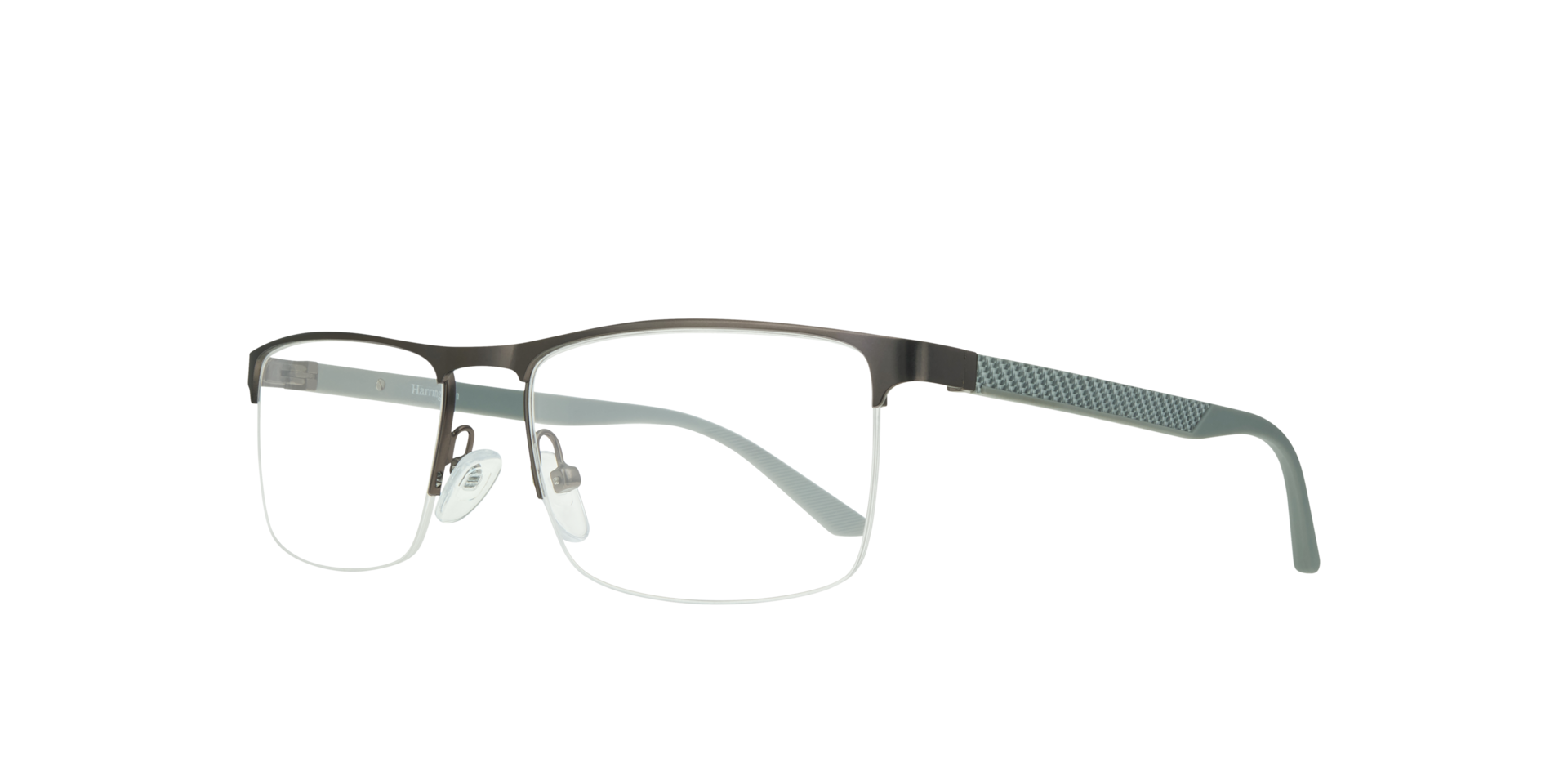 Jeffrey Matte Gunmetal & Twill Silver MetalEyeglass Frames for Glasses Direct, Angle View