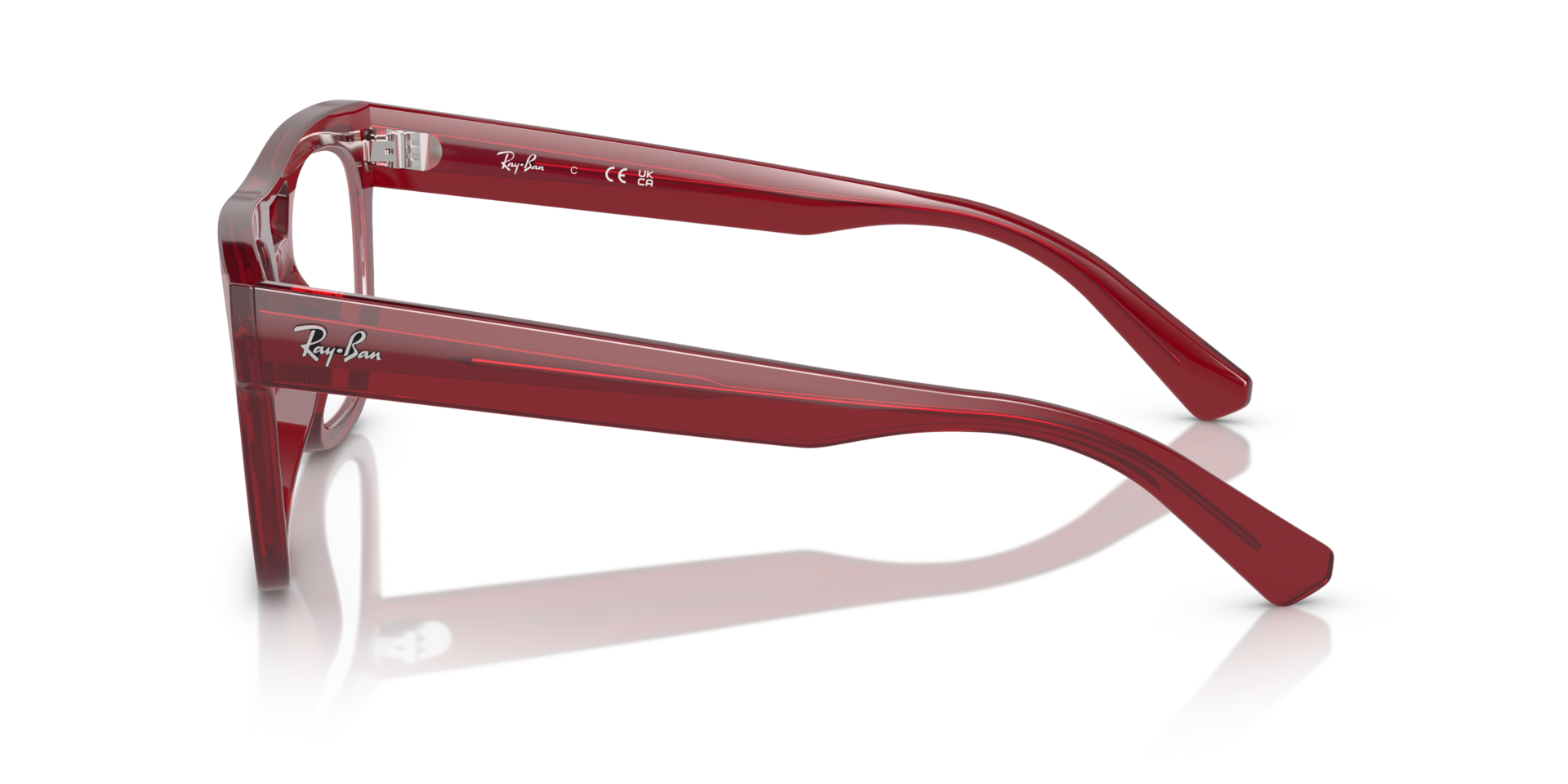 Lloyd Optics Bio-Based Transparent Red PlasticEyeglass Frames for Glasses Direct, Side View
