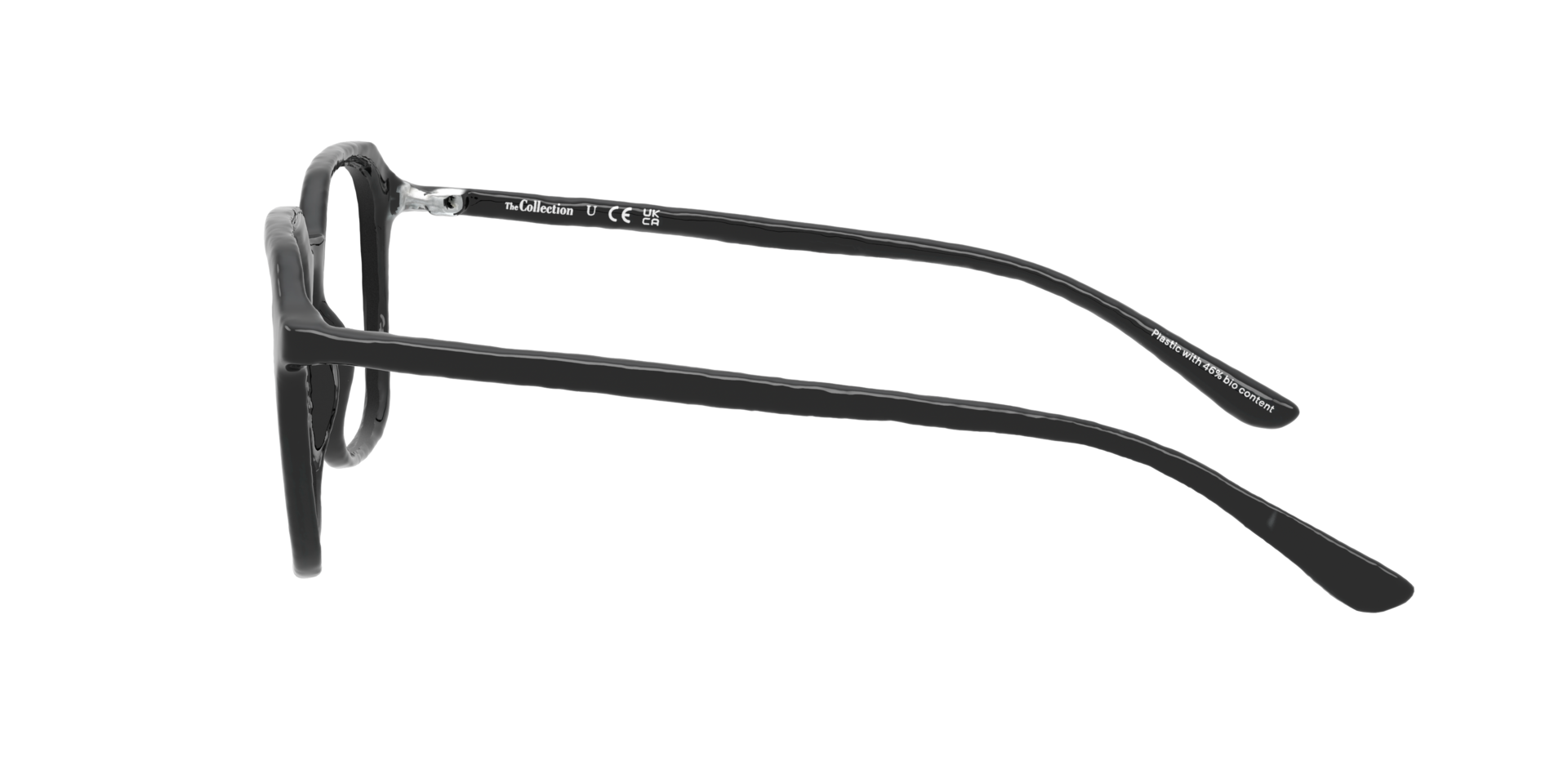 Marin Black PlasticEyeglass Frames for Glasses Direct, Side View