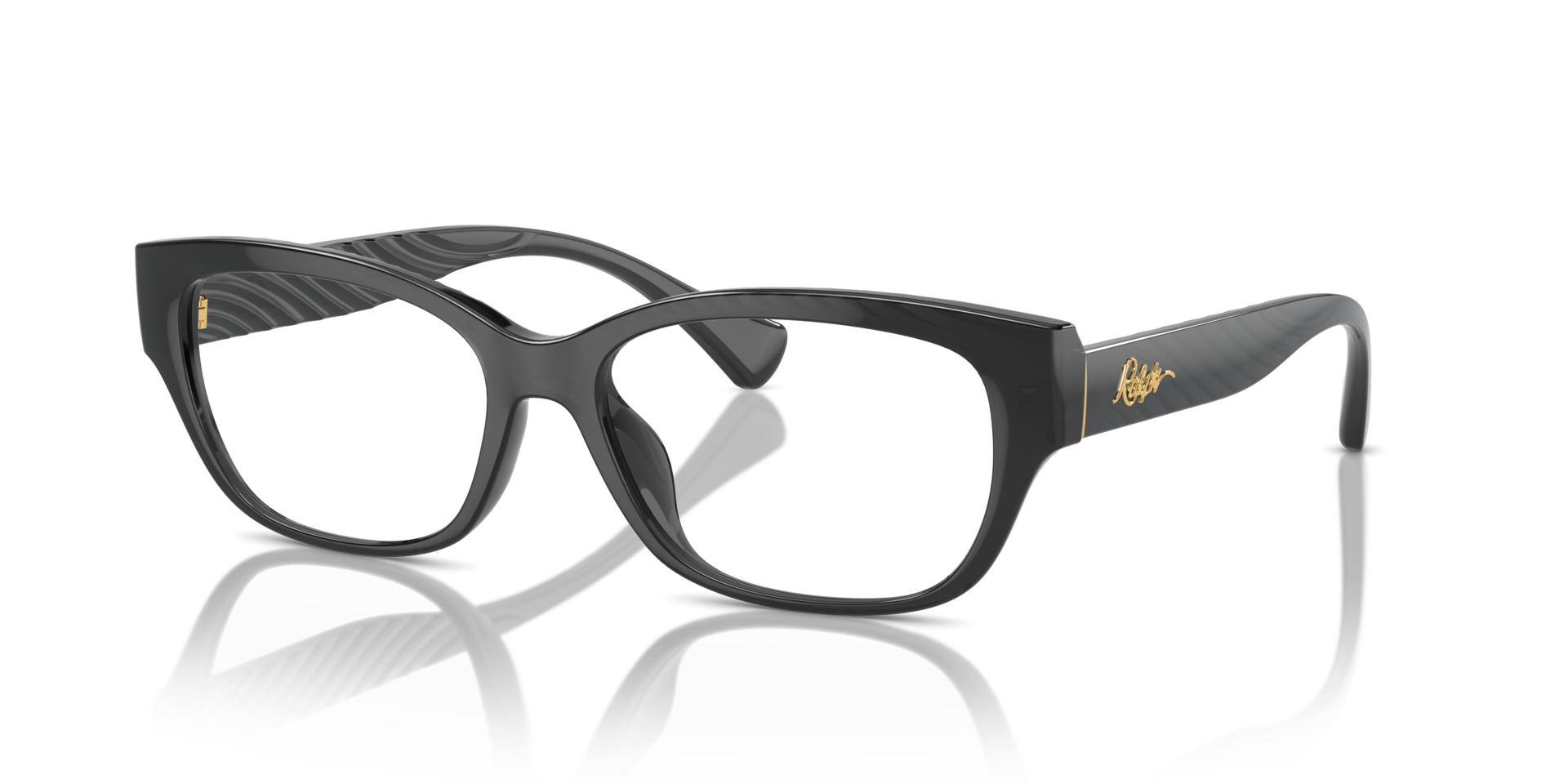 RA7165U Shiny Transparent Black PlasticEyeglass Frames for Glasses Direct, Angle View