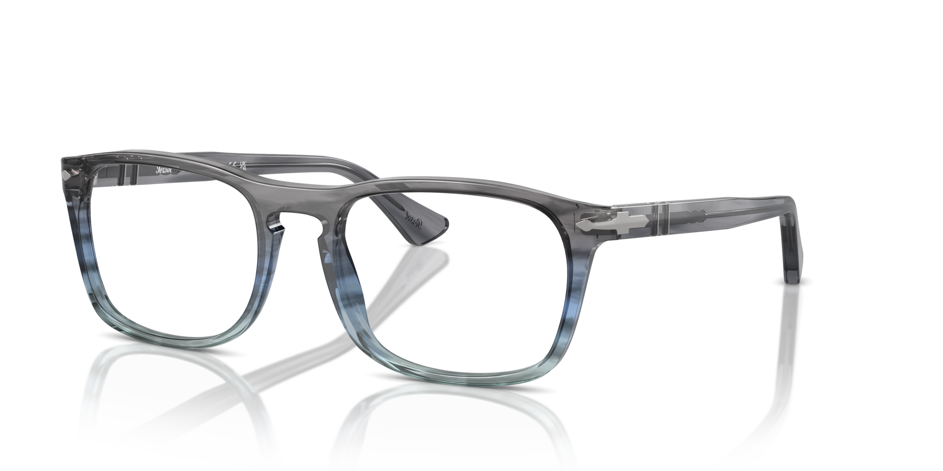 PO3344V Striped Grey Gradient Blue AcetateEyeglass Frames for Glasses Direct, Angle View