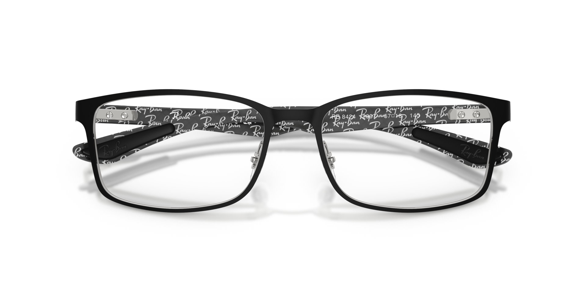 RB8424 Matte Black & Silver MetalEyeglass Frames for Glasses Direct, Closed View