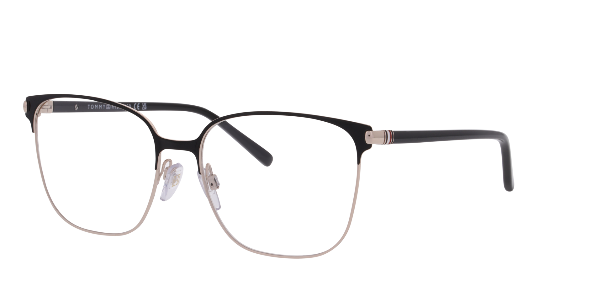 TH 2351 Black Gold MetalEyeglass Frames for Glasses Direct, Angle View