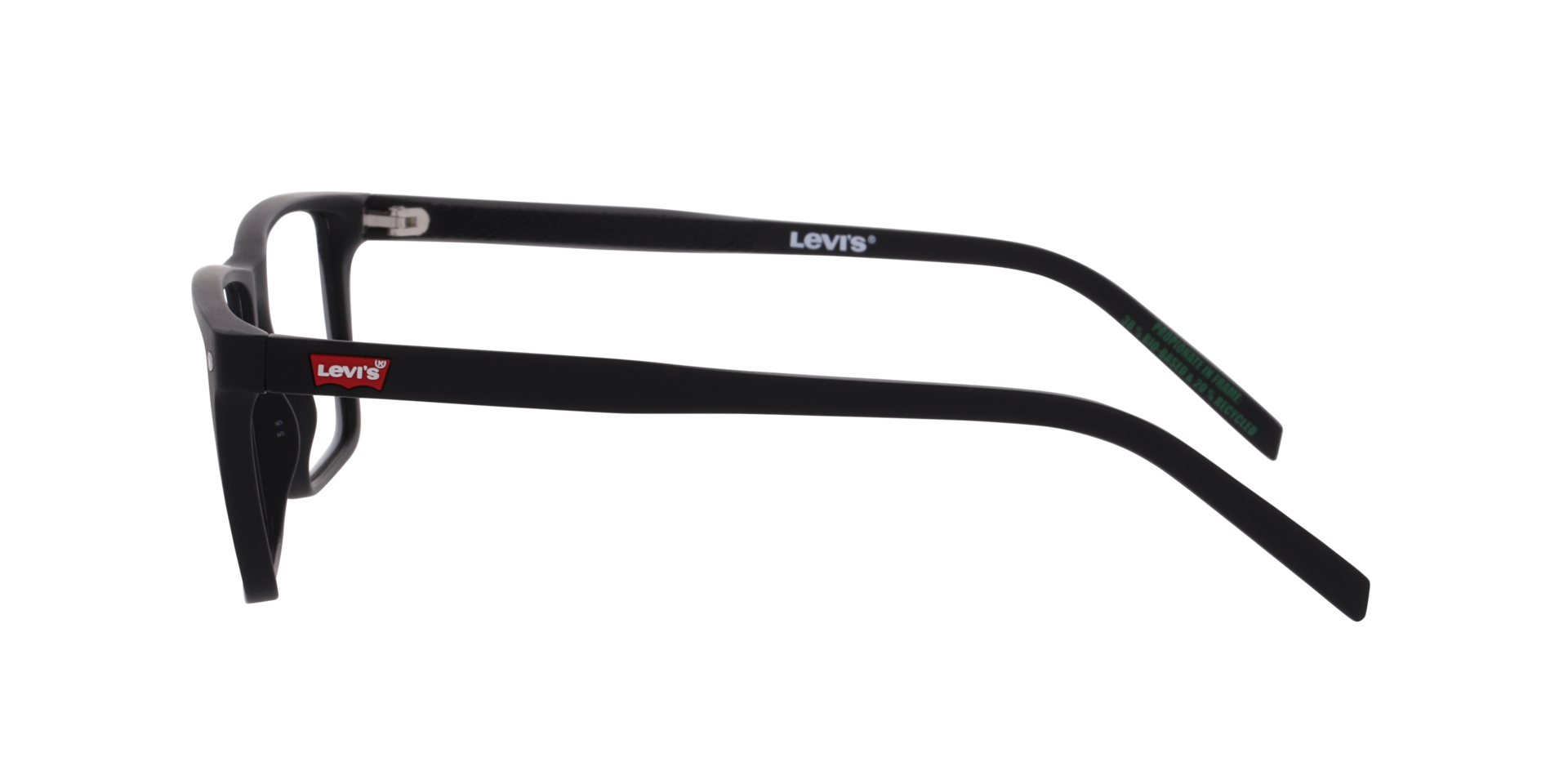 LV 5101 Black Matte PlasticEyeglass Frames for Glasses Direct, Side View
