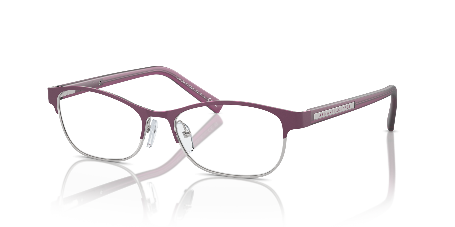 AX1010 Red & Shiny Pale Gold MetalEyeglass Frames for Glasses Direct, Angle View