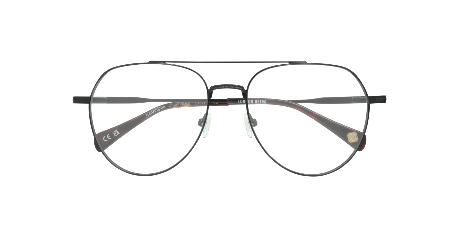 Kensington Shiny Black MetalEyeglass Frames for Glasses Direct, Closed View