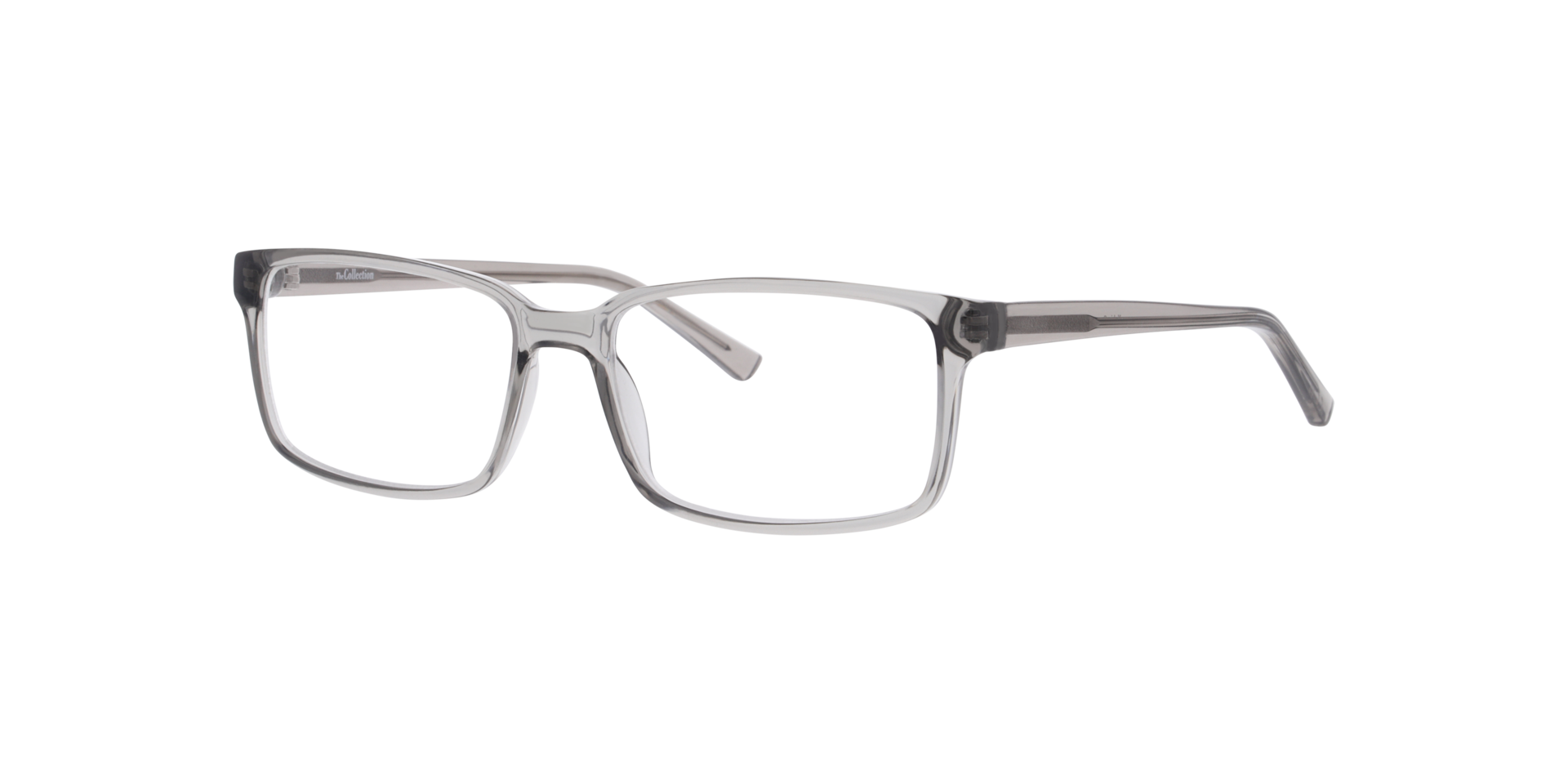 Kabir Transparent Grey PlasticEyeglass Frames for Glasses Direct, Angle View