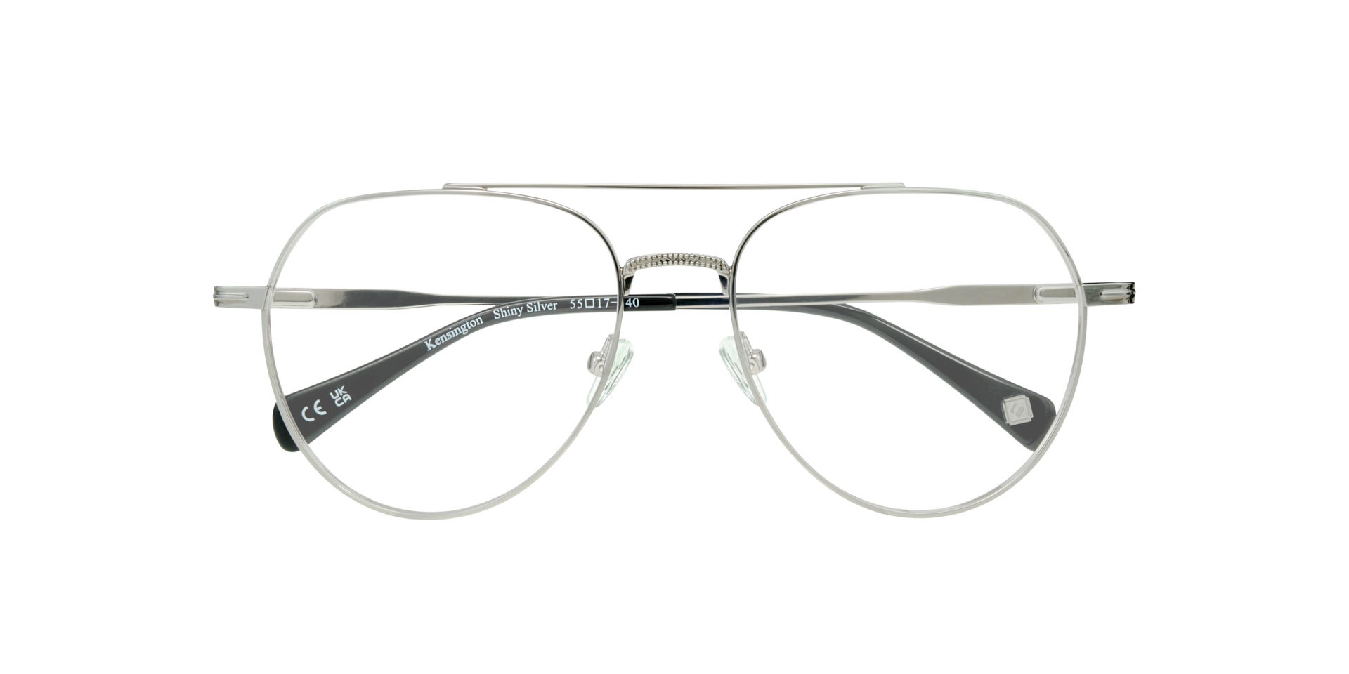 Kensington Shiny Silver MetalSunglass Frames for Glasses Direct, Closed View