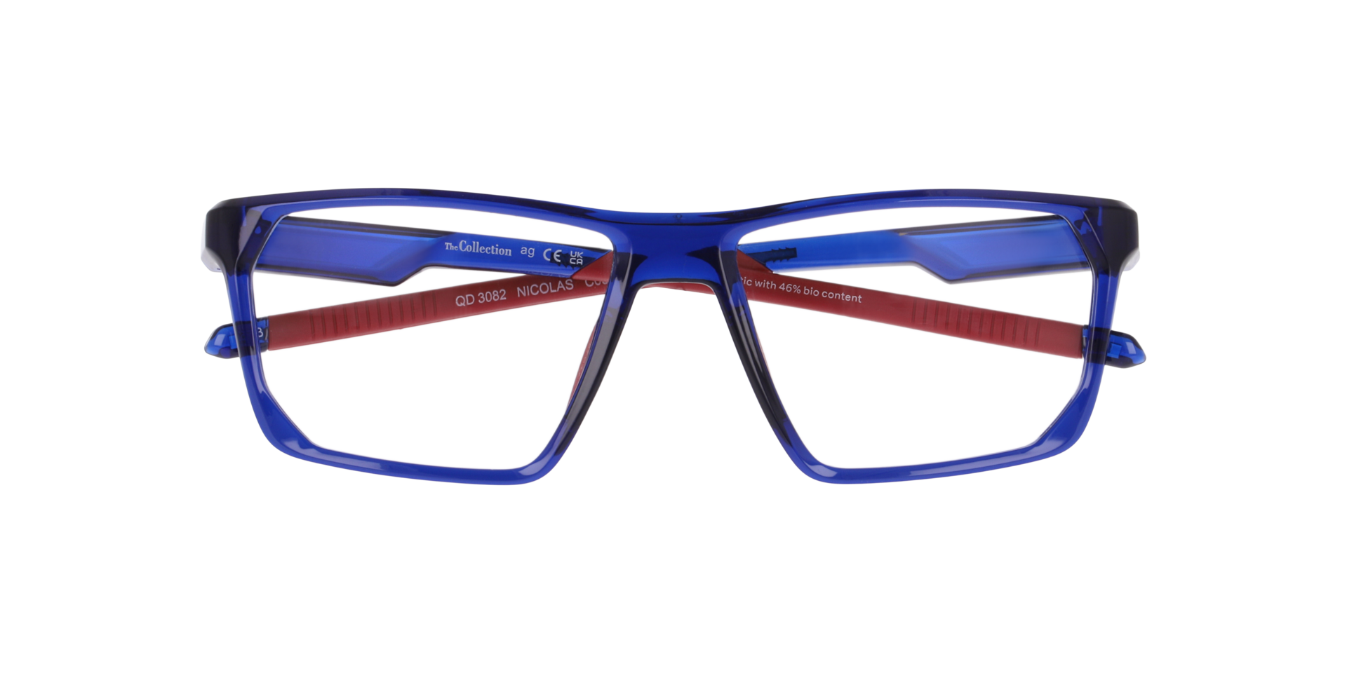 Nicolas Red & Dark Blue PlasticEyeglass Frames for Glasses Direct, Closed View