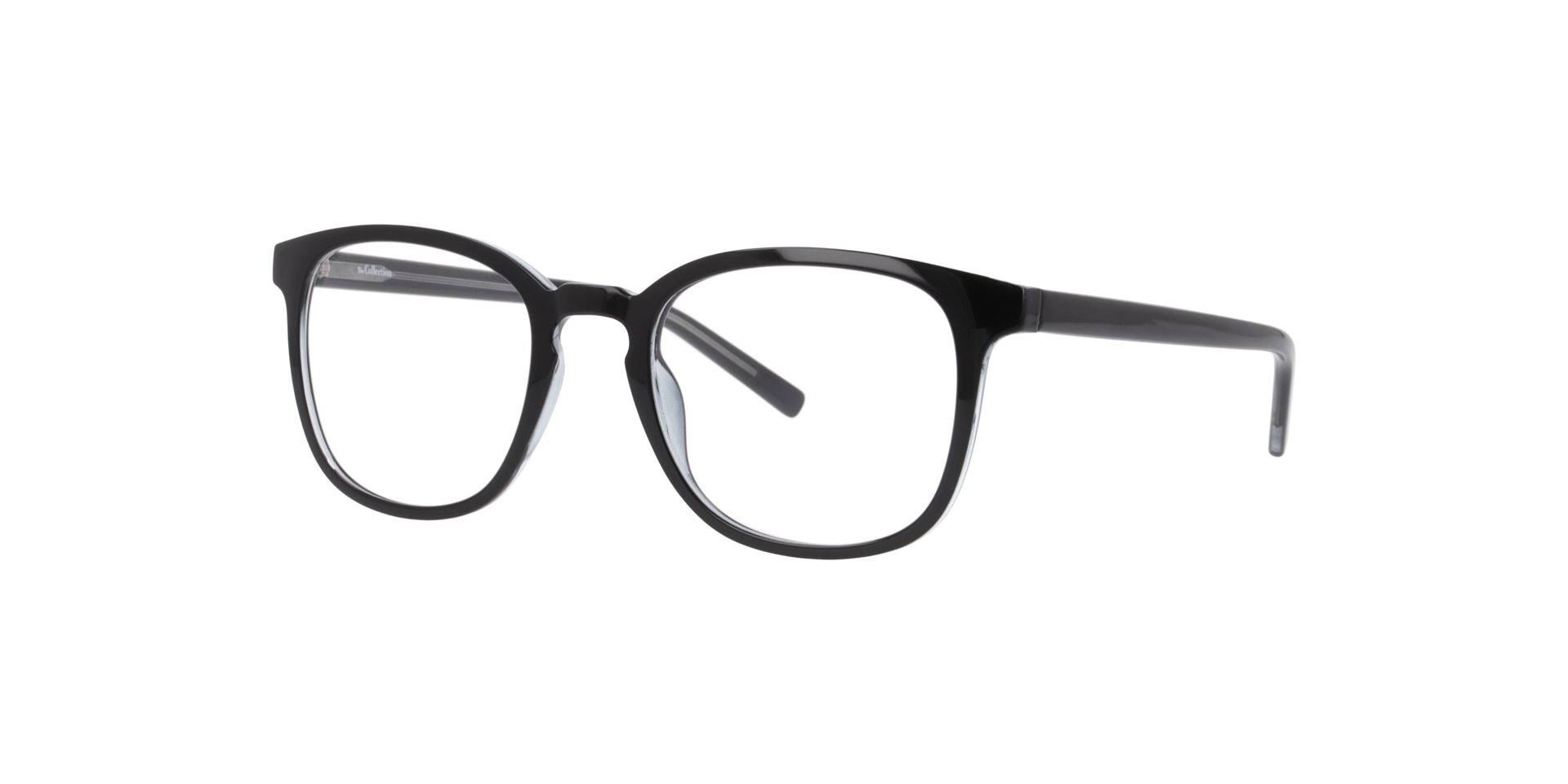 Micah Black On Crystal PlasticEyeglass Frames for Glasses Direct, Angle View