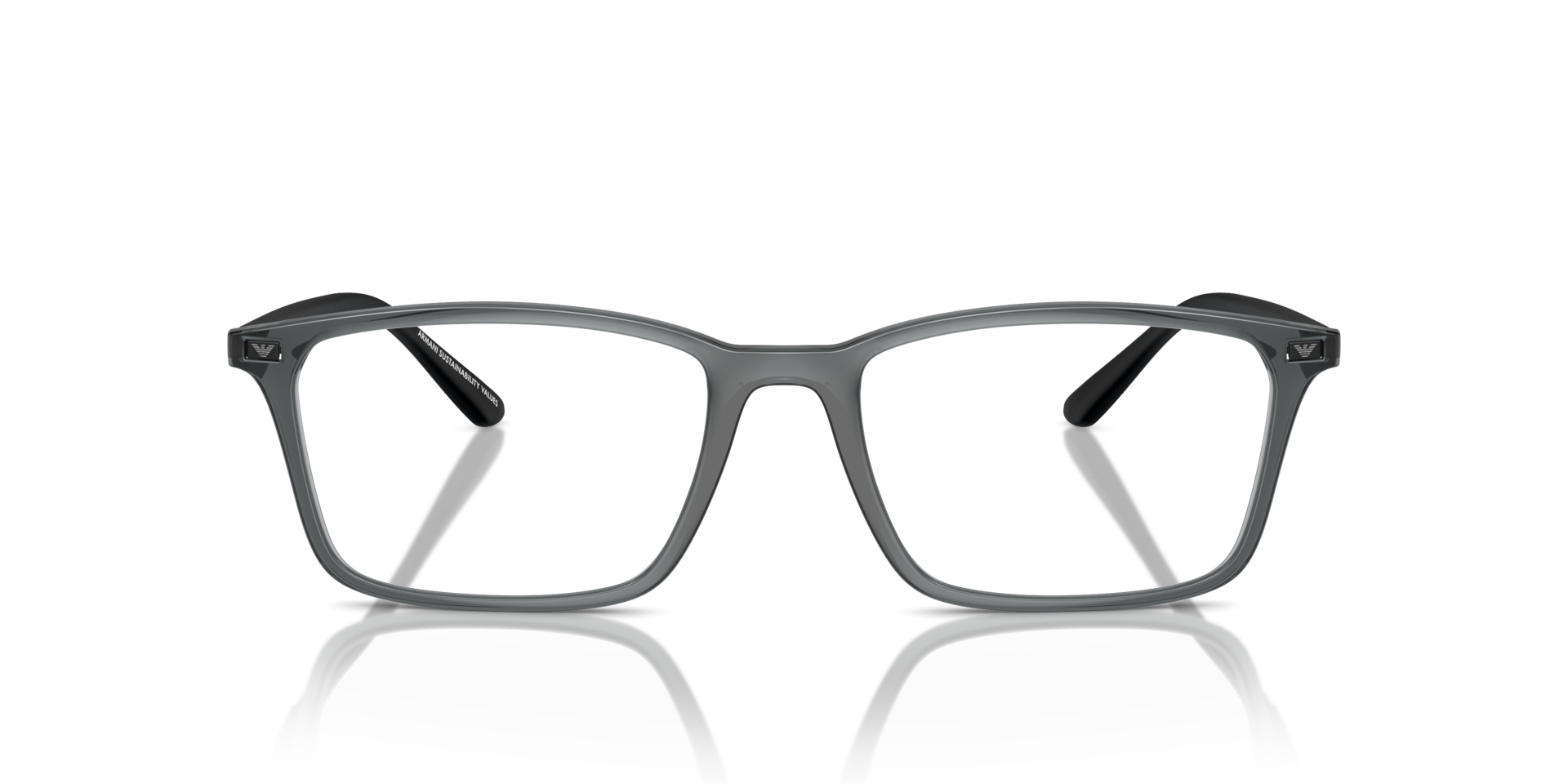 EA3237 Shiny Transparent Black PlasticEyeglass Frames for Glasses Direct, Front View
