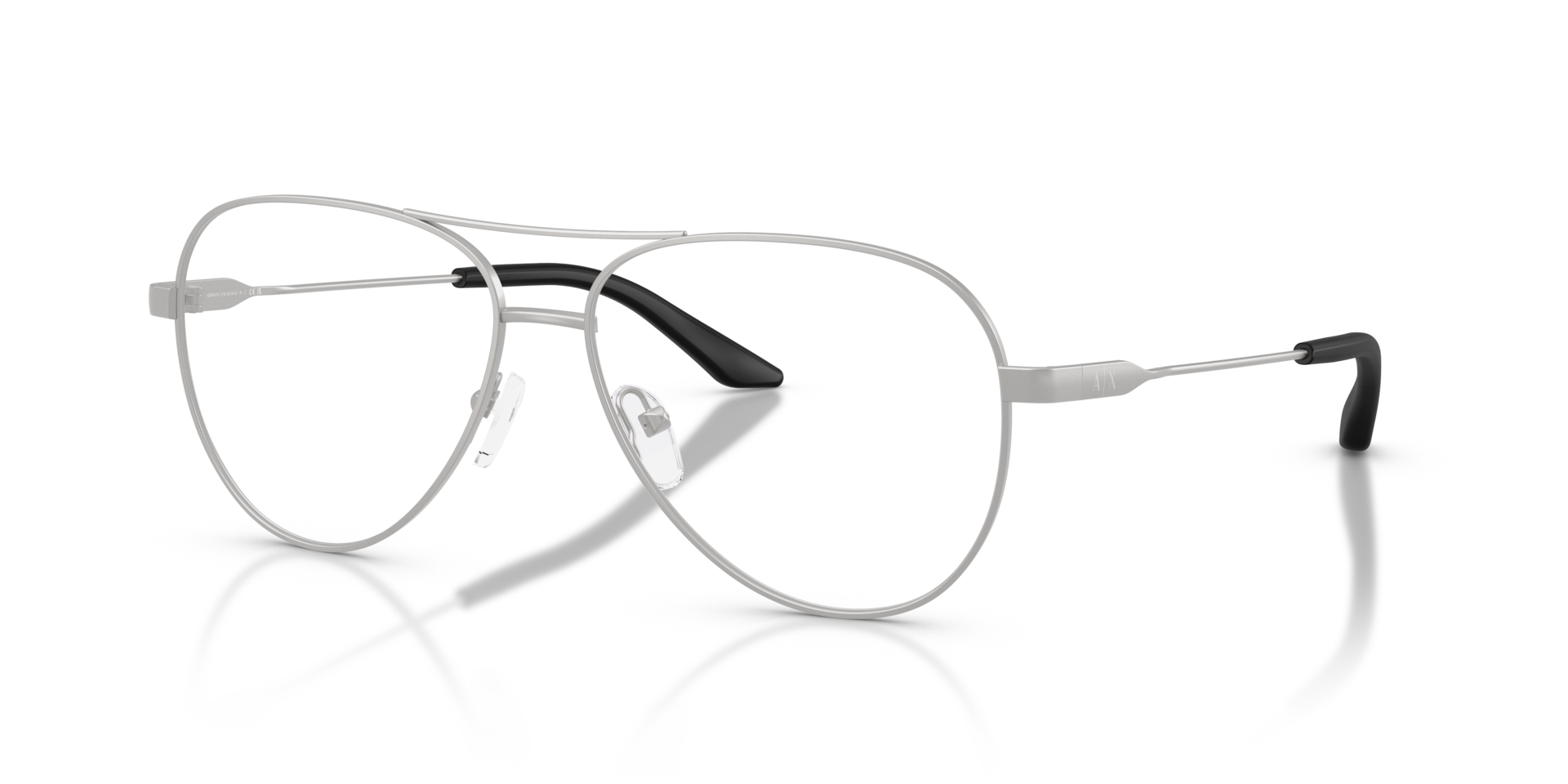 AX1077 Matte Silver MetalEyeglass Frames for Glasses Direct, Angle View
