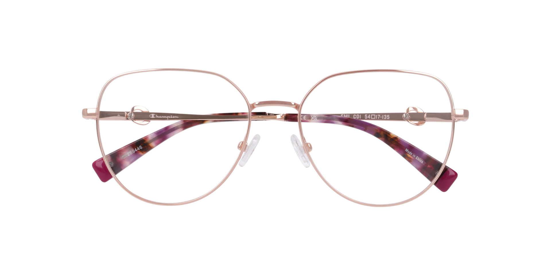 Cuemi Pink MetalEyeglass Frames for Glasses Direct, Closed View