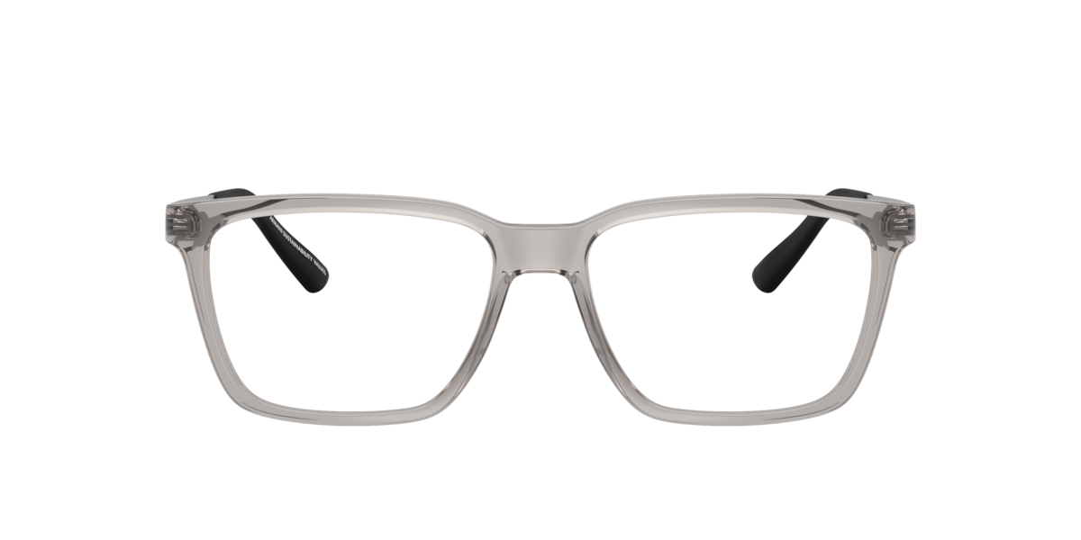 Armani Exchange Men's Shiny Transparent Grey Rectangle Plastic Eyeglasses Online - Full Rim - Ax3103
