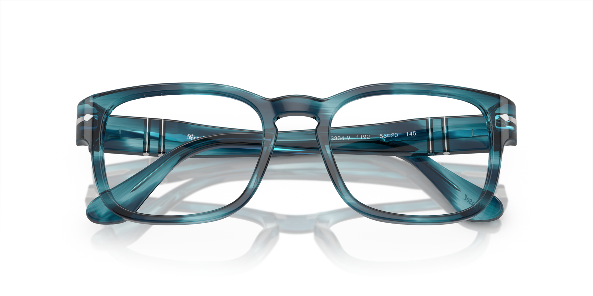 PO3334V Striped Blue AcetateEyeglass Frames for Glasses Direct, Closed View