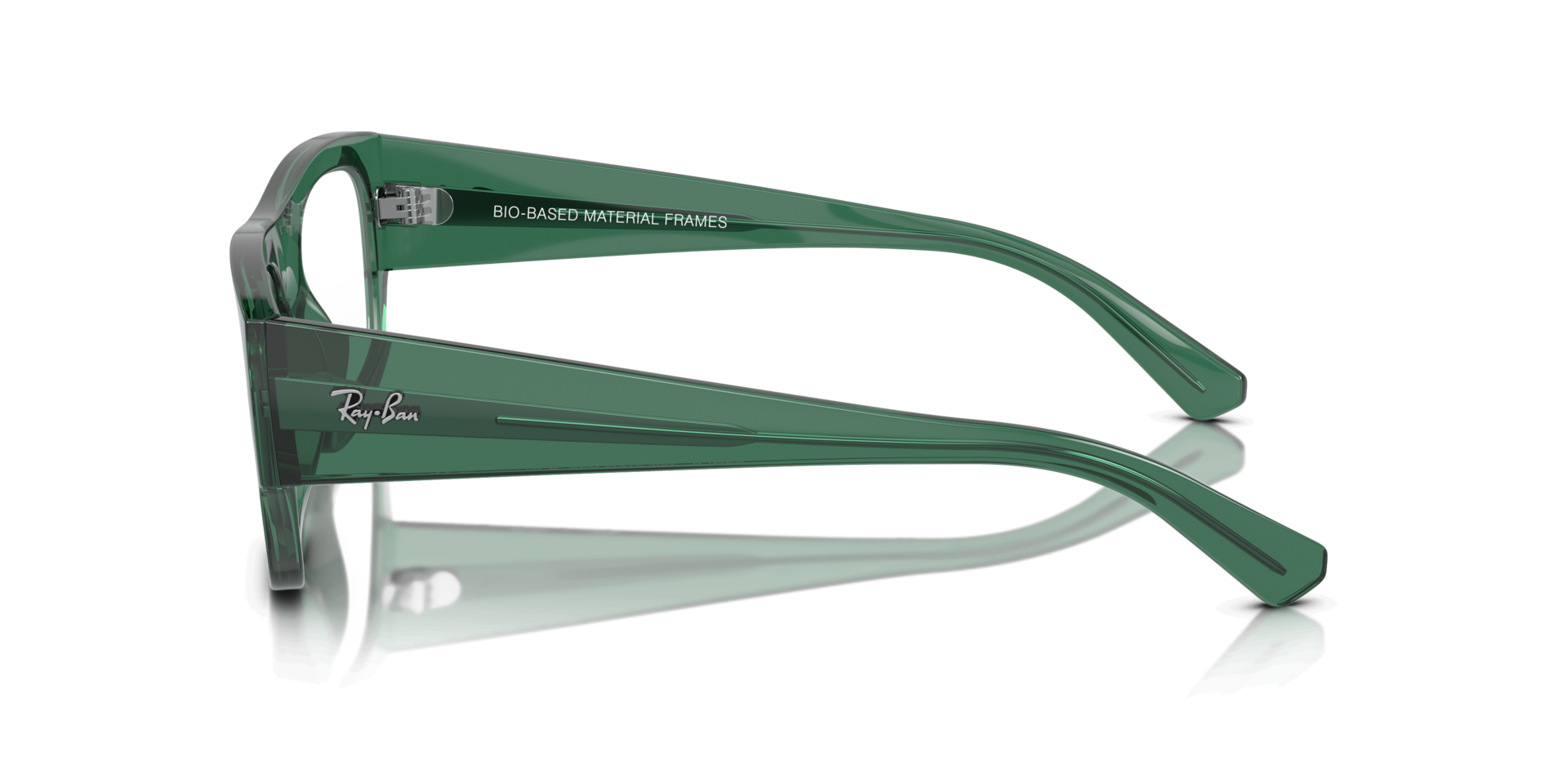 Kristin Optics Bio-Based Transparent Green PlasticEyeglass Frames for Glasses Direct, Side View