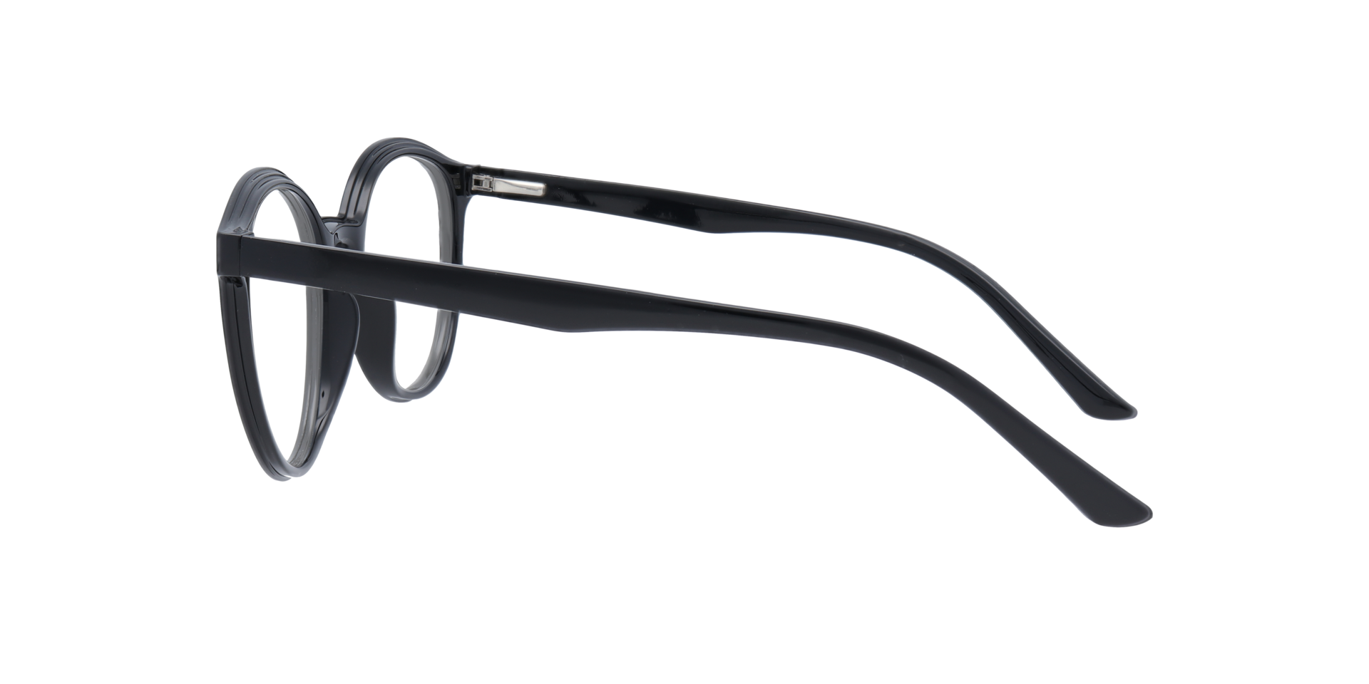 Bevis Shiny Black PlasticEyeglass Frames for Glasses Direct, Side View