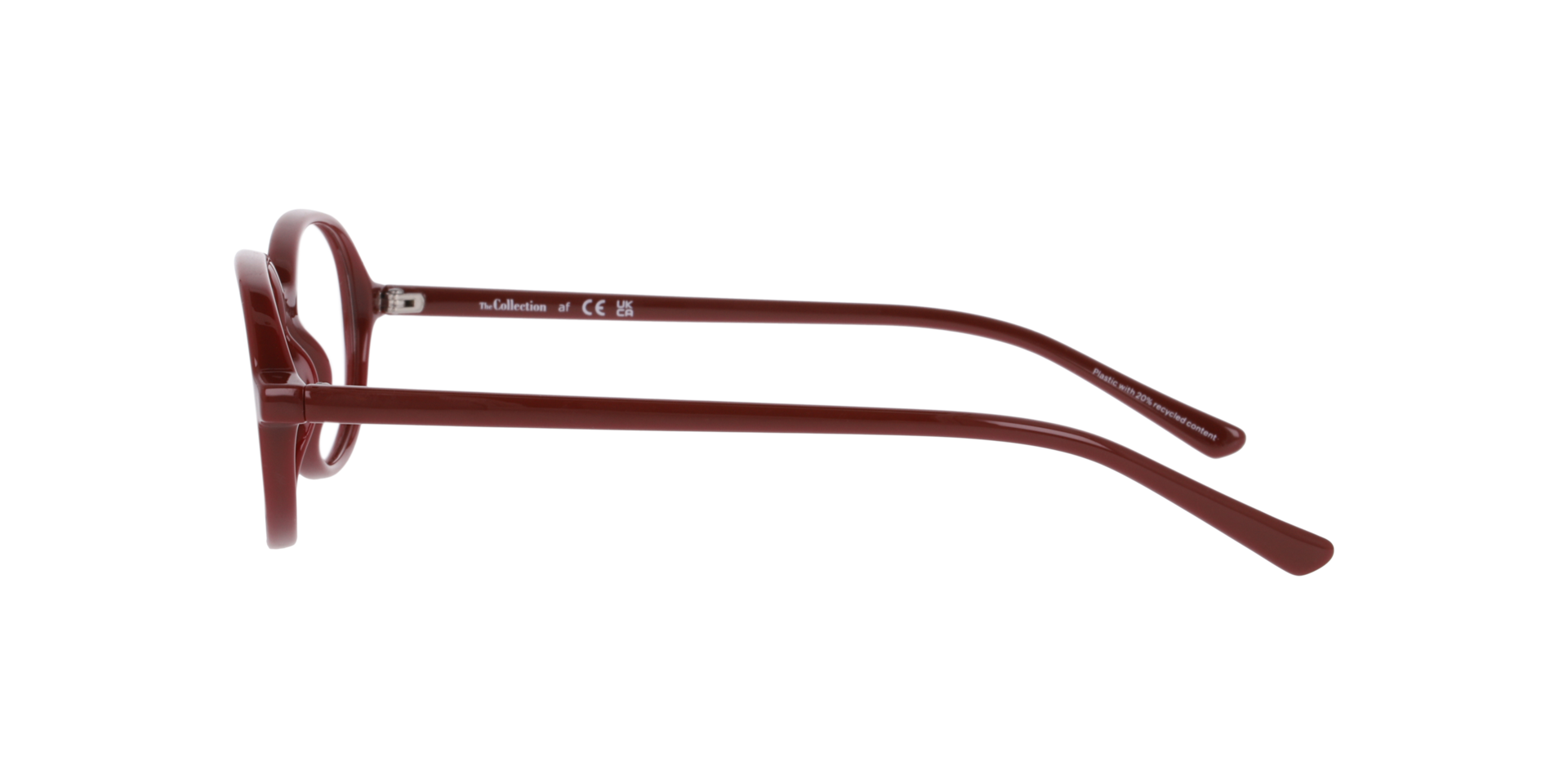 Nancy Burgundy PlasticEyeglass Frames for Glasses Direct, Side View