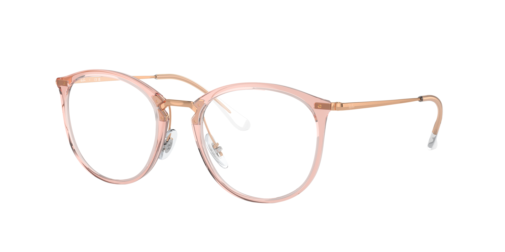 RB7140 Transparent Pink PlasticEyeglass Frames for Glasses Direct, Angle View