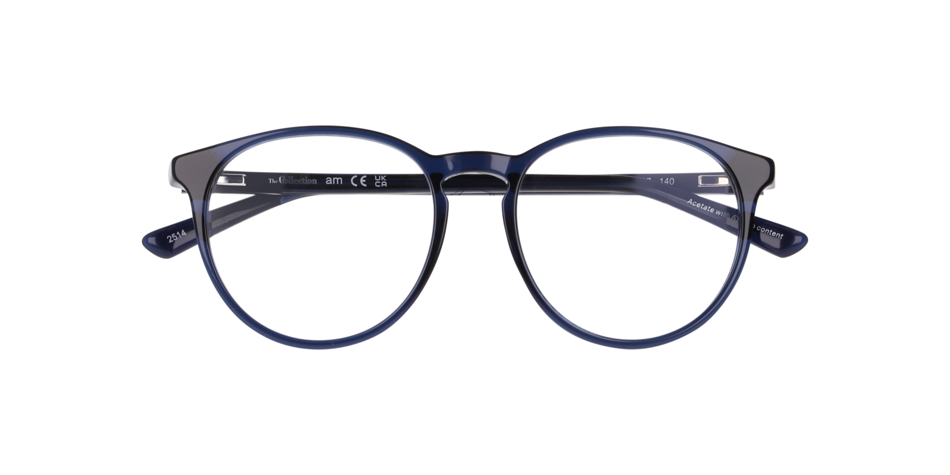 Nolan Transparent Dark Blue AcetateEyeglass Frames for Glasses Direct, Closed View