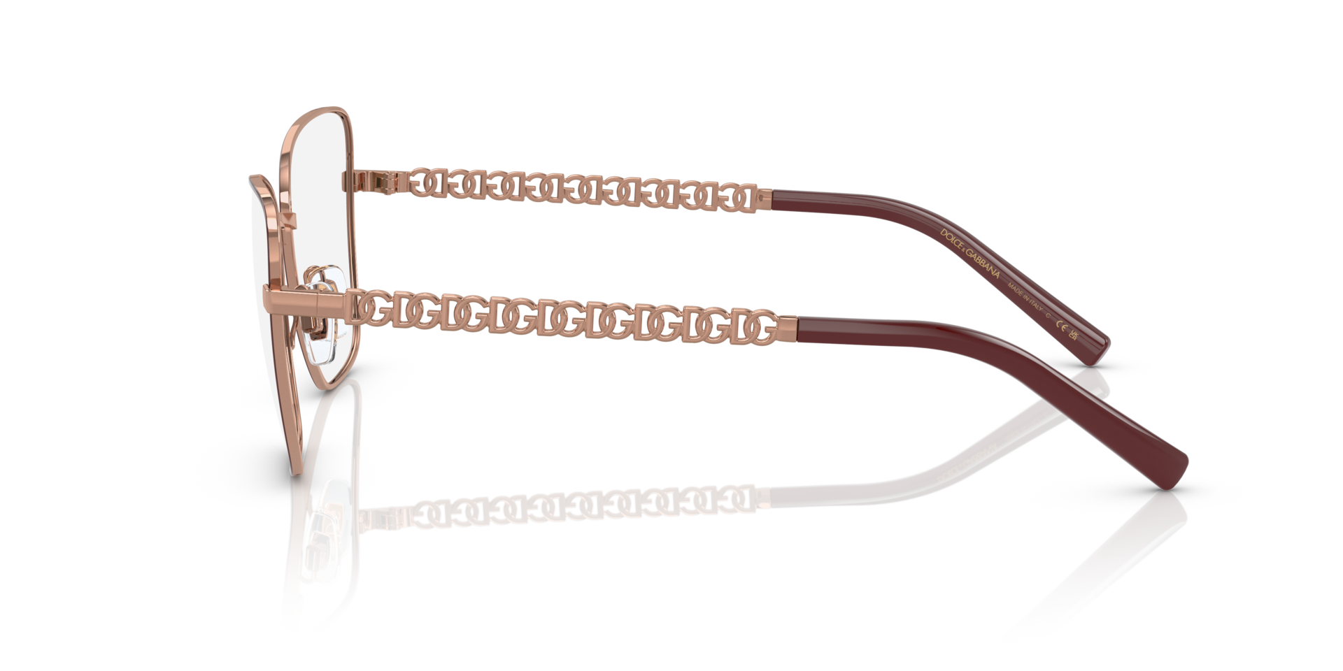 DG1346 Pink Gold & Matte Bordeaux MetalSunglass Frames for Glasses Direct, Side View