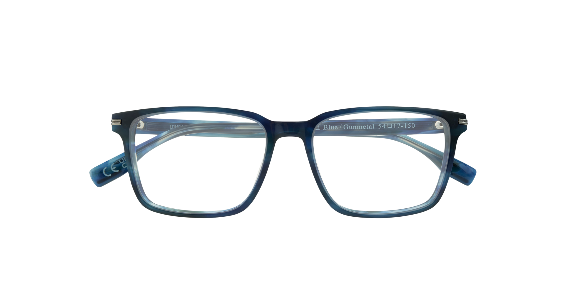 Leith Blue & Gunmetal AcetateEyeglass Frames for Glasses Direct, Closed View