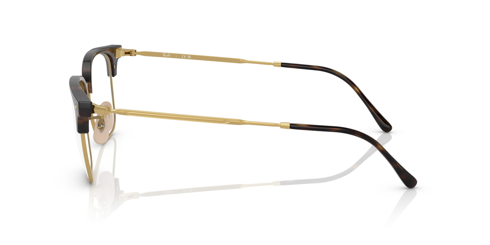 New Clubmaster Optics Havana On Gold PlasticEyeglass Frames for Glasses Direct, Side View