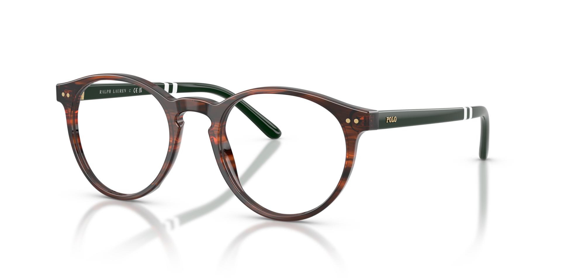 PH2297 Shiny Striped Brown AcetateEyeglass Frames for Glasses Direct, Angle View