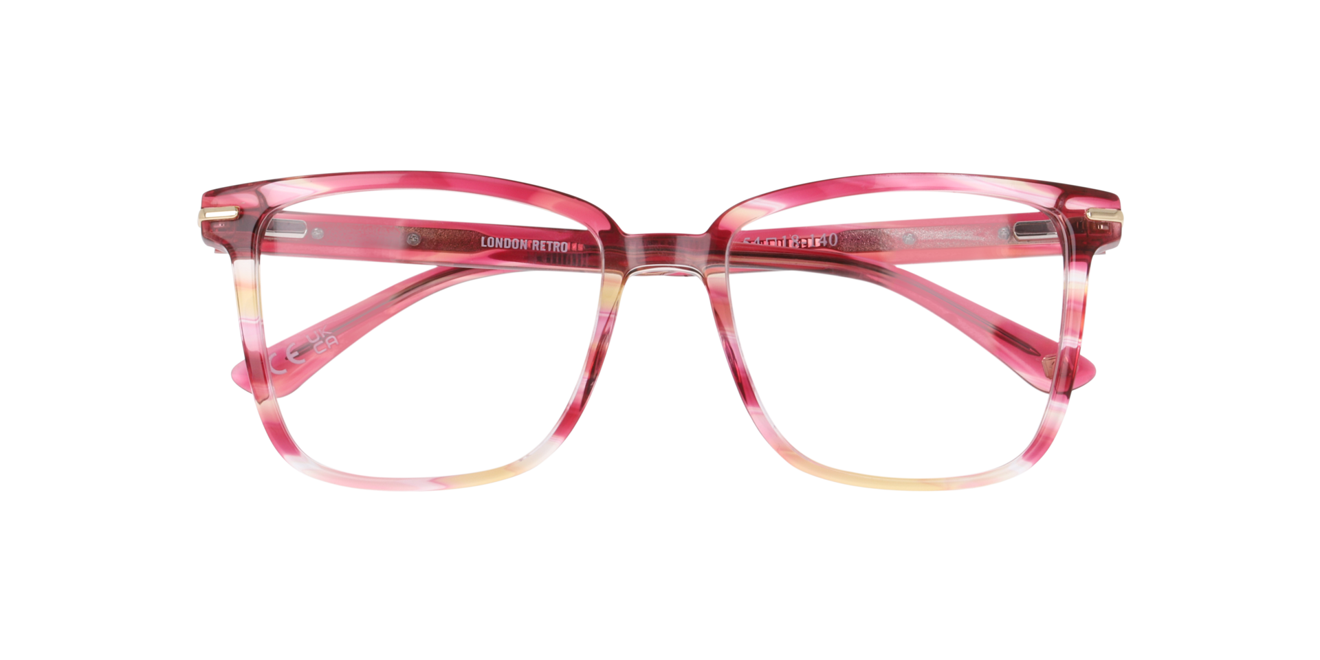 Balham Pink & Yellow AcetateEyeglass Frames for Glasses Direct, Closed View