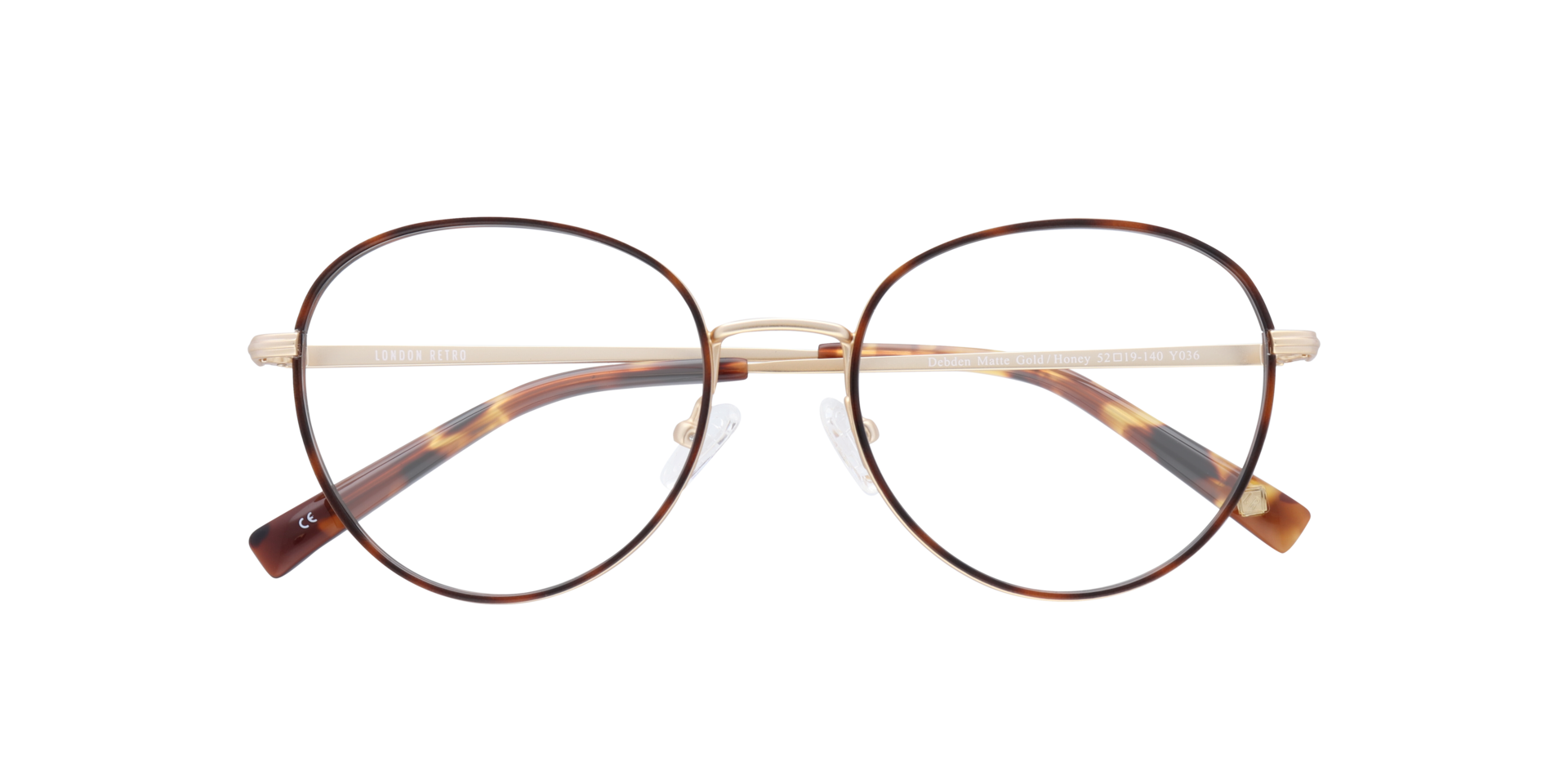 Debden Matte Gold & Honey MetalEyeglass Frames for Glasses Direct, Closed View