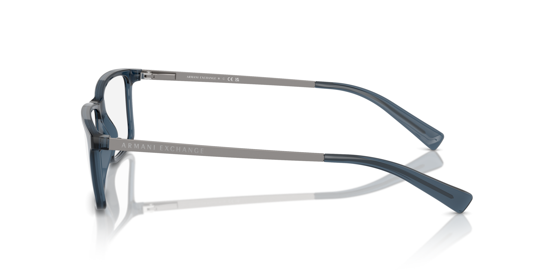 AX3027 Transparent Blue PlasticEyeglass Frames for Glasses Direct, Side View