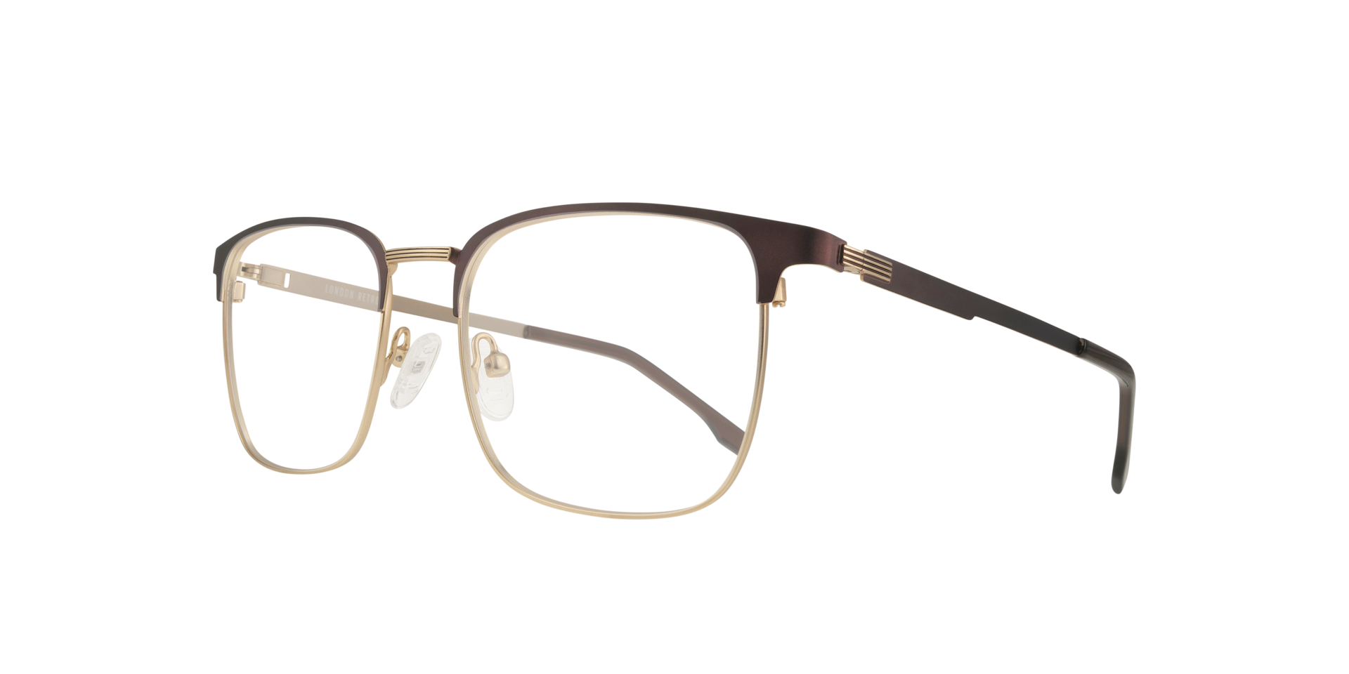 Lock Brown & Gold MetalEyeglass Frames for Glasses Direct, Angle View