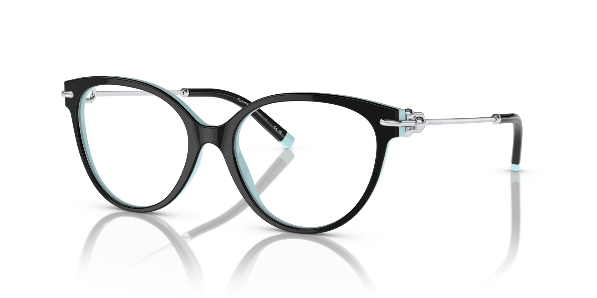 TF2217 Black On Tiffany Blue AcetateEyeglass Frames for Glasses Direct, Angle View