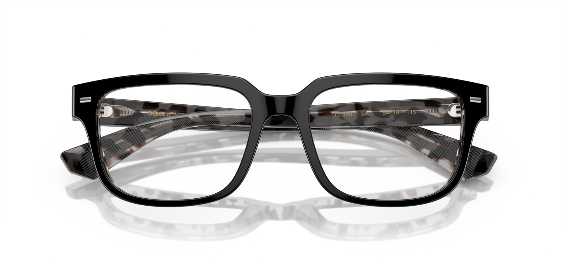 DG3380 Black On Grey Havana AcetateEyeglass Frames for Glasses Direct, Closed View