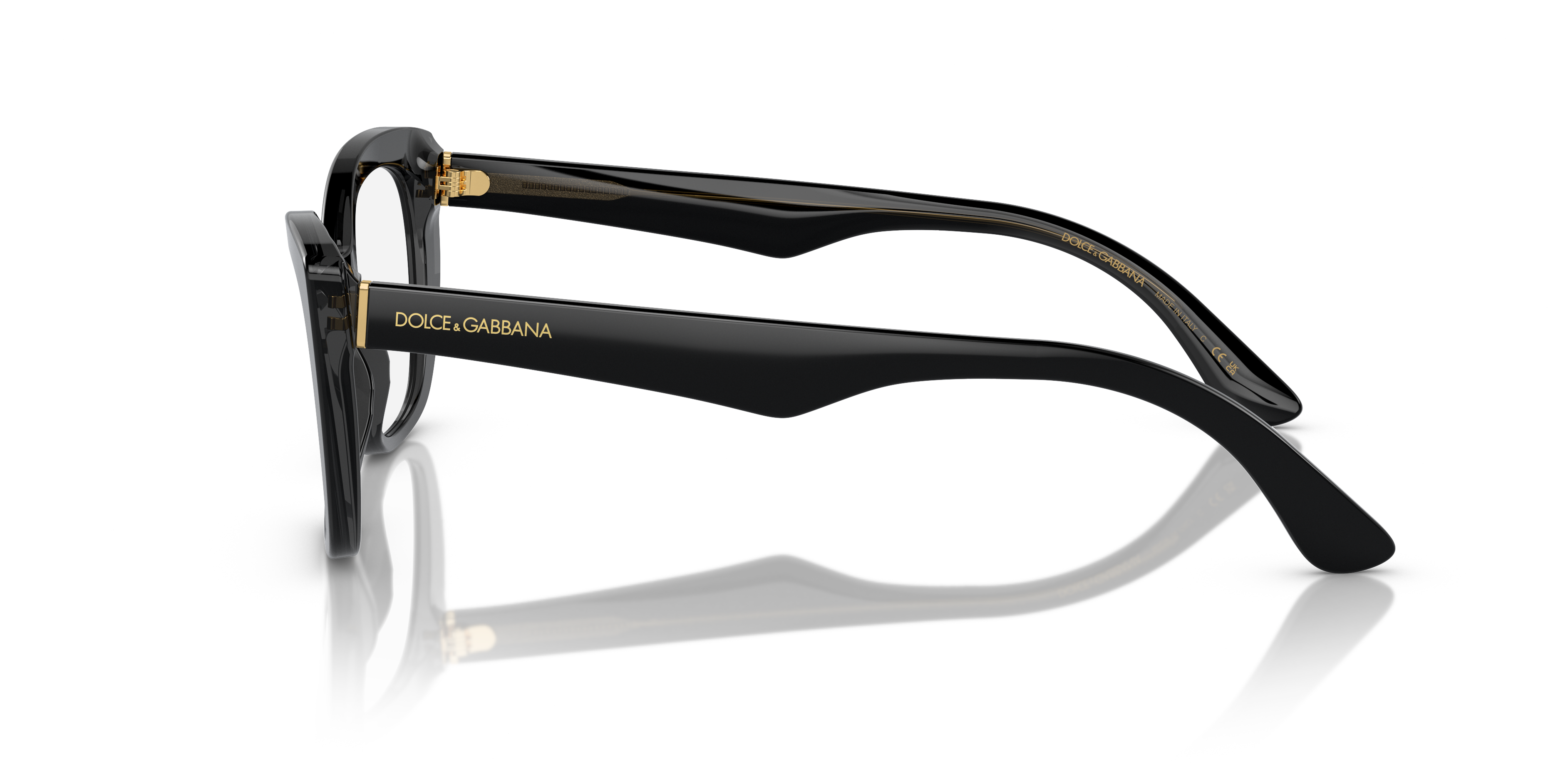 DG3360 Black & Transparent Grey AcetateEyeglass Frames for Glasses Direct, Side View