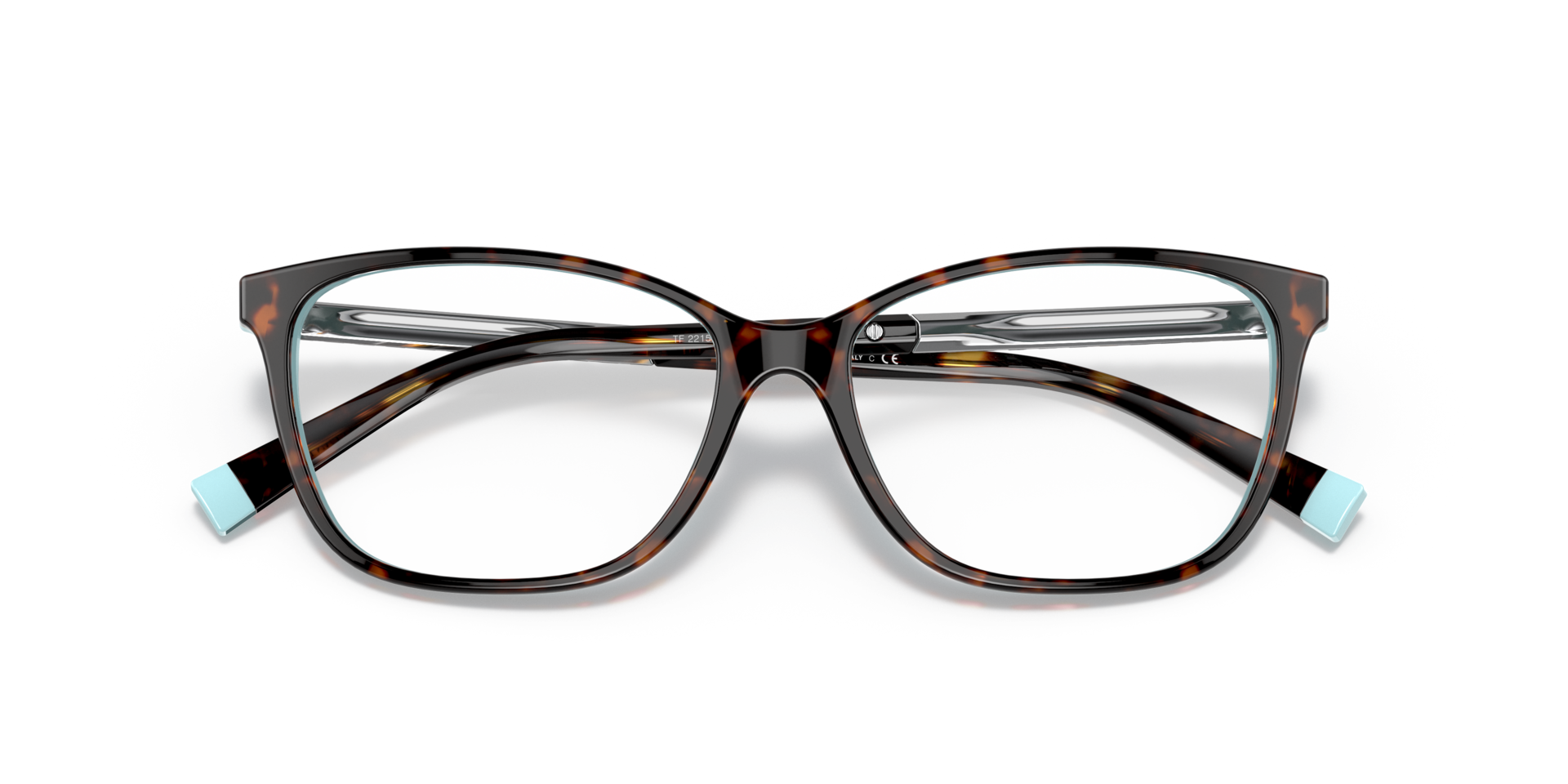 TF2215B Havana On Tiffany Blue AcetateEyeglass Frames for Glasses Direct, Closed View