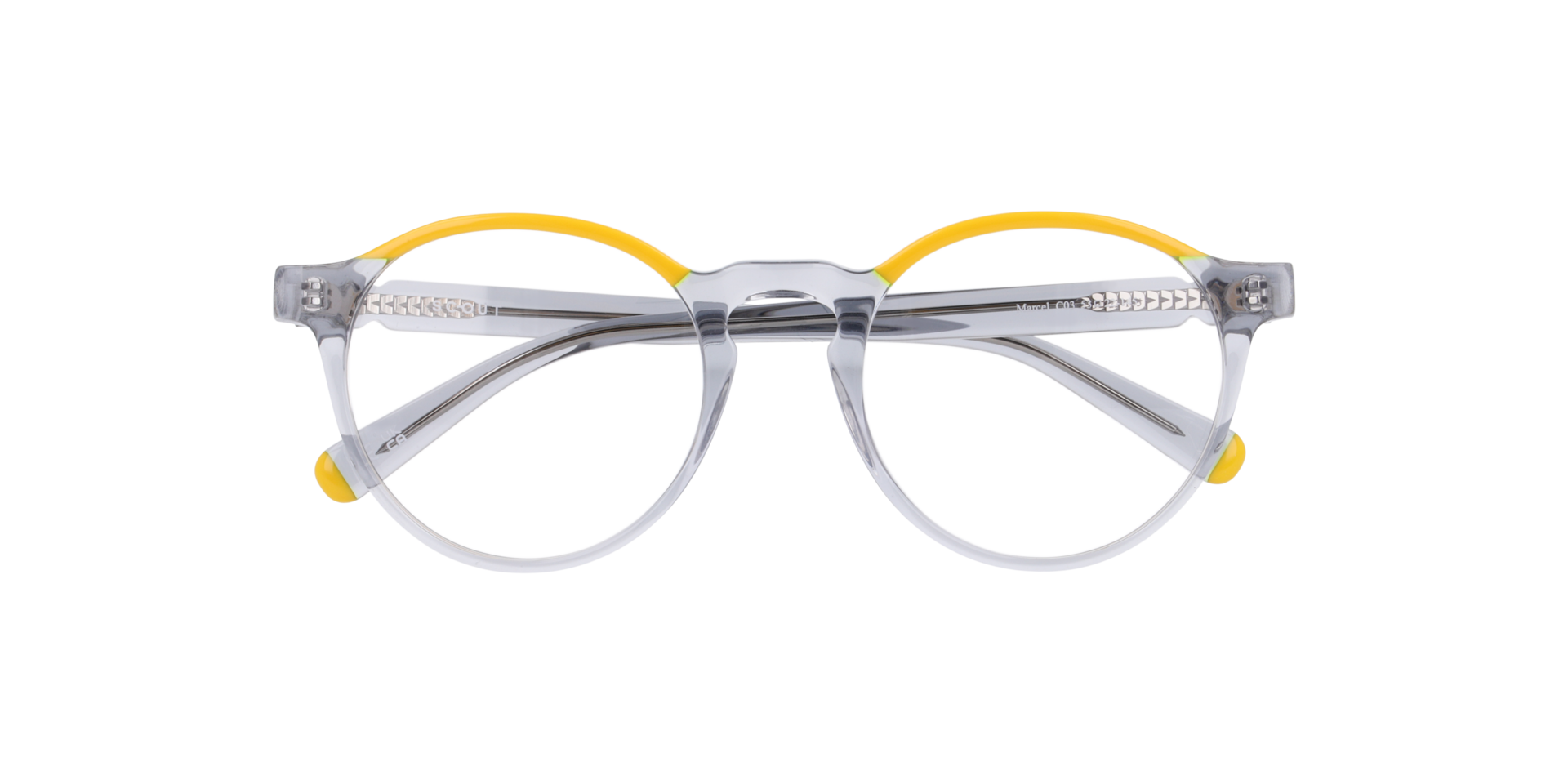 Marcel Yellow & Grey AcetateEyeglass Frames for Glasses Direct, Closed View