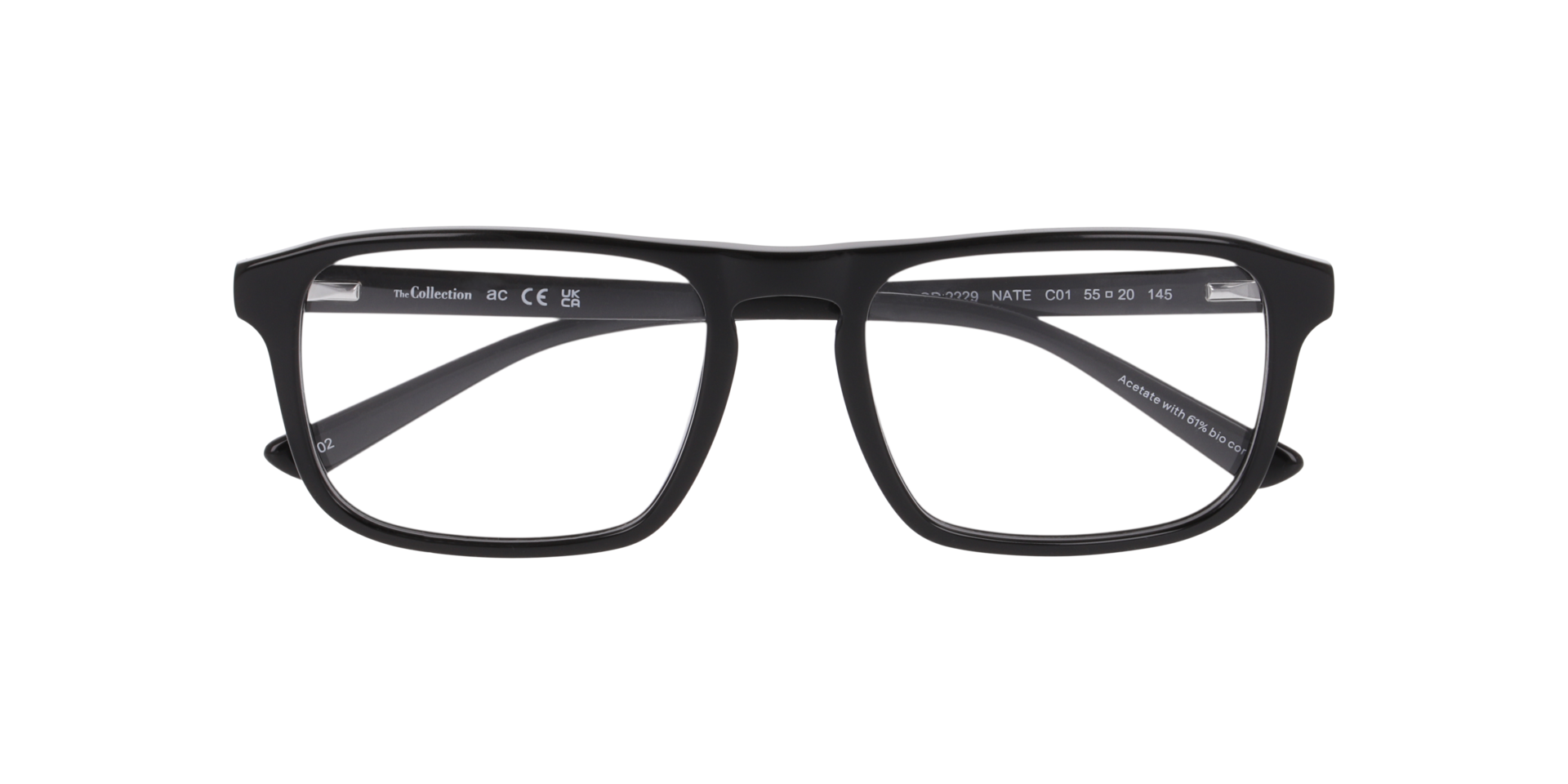 Nate Black AcetateEyeglass Frames for Glasses Direct, Closed View