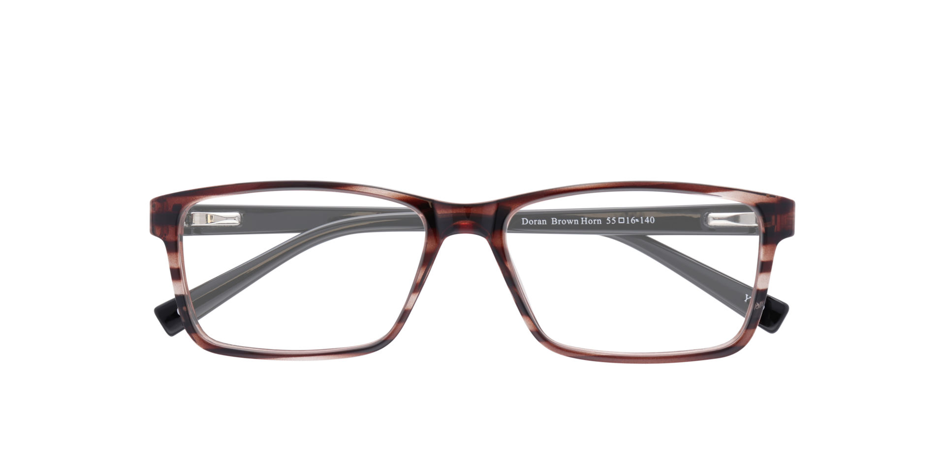 Doran Brown Horn PlasticSunglass Frames for Glasses Direct, Closed View