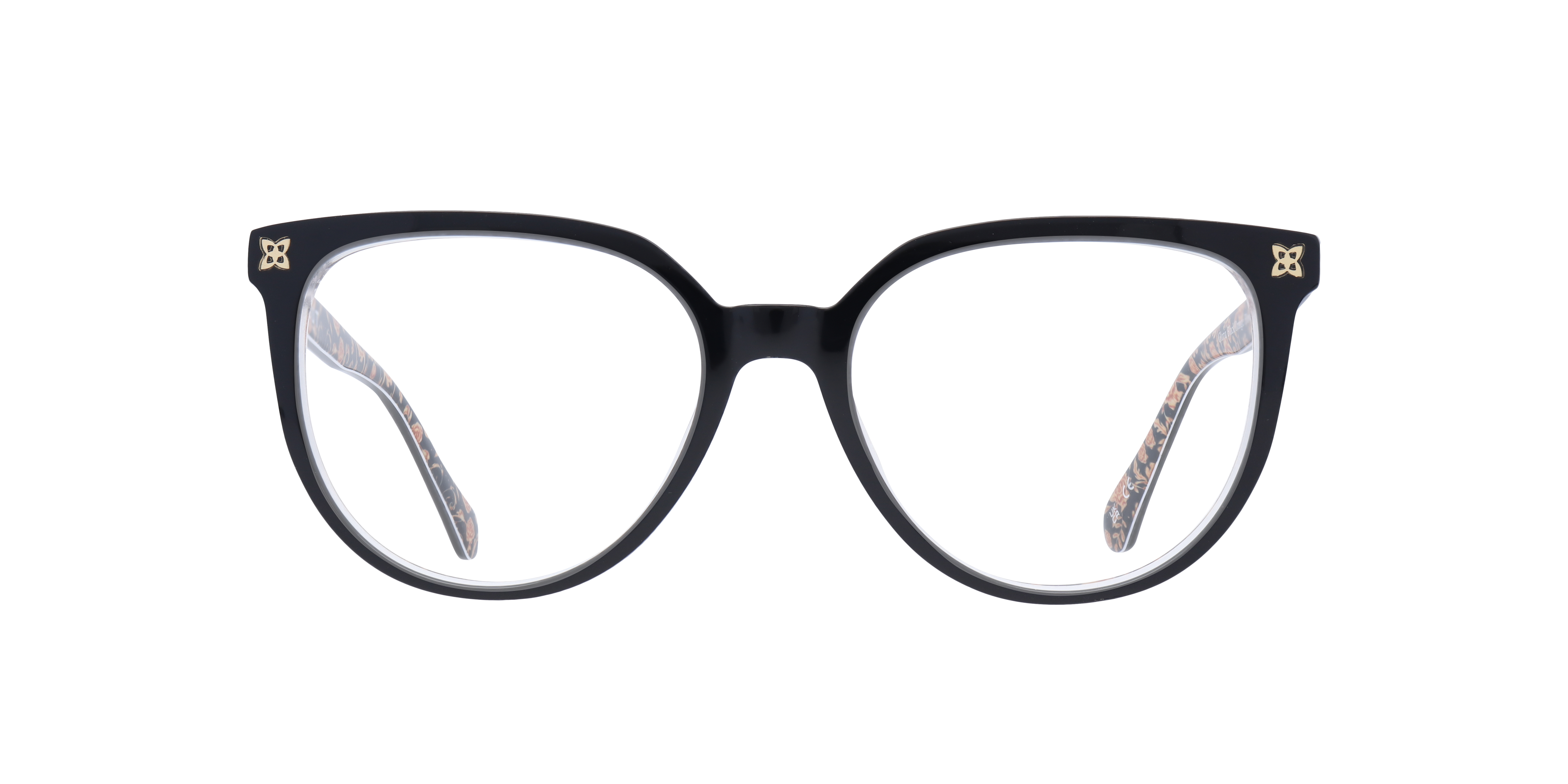 Gloria Black & Orange Flowers AcetateEyeglass Frames for Glasses Direct, Front View