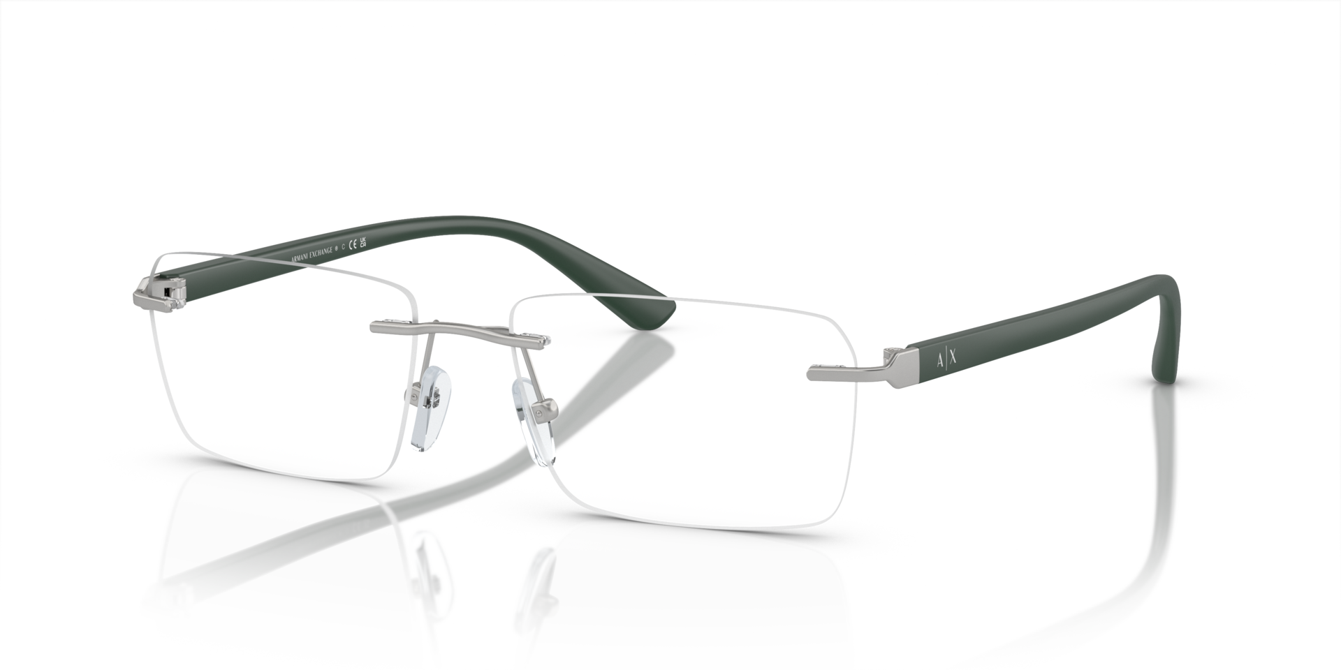 AX1064 Matte Silver MetalEyeglass Frames for Glasses Direct, Angle View