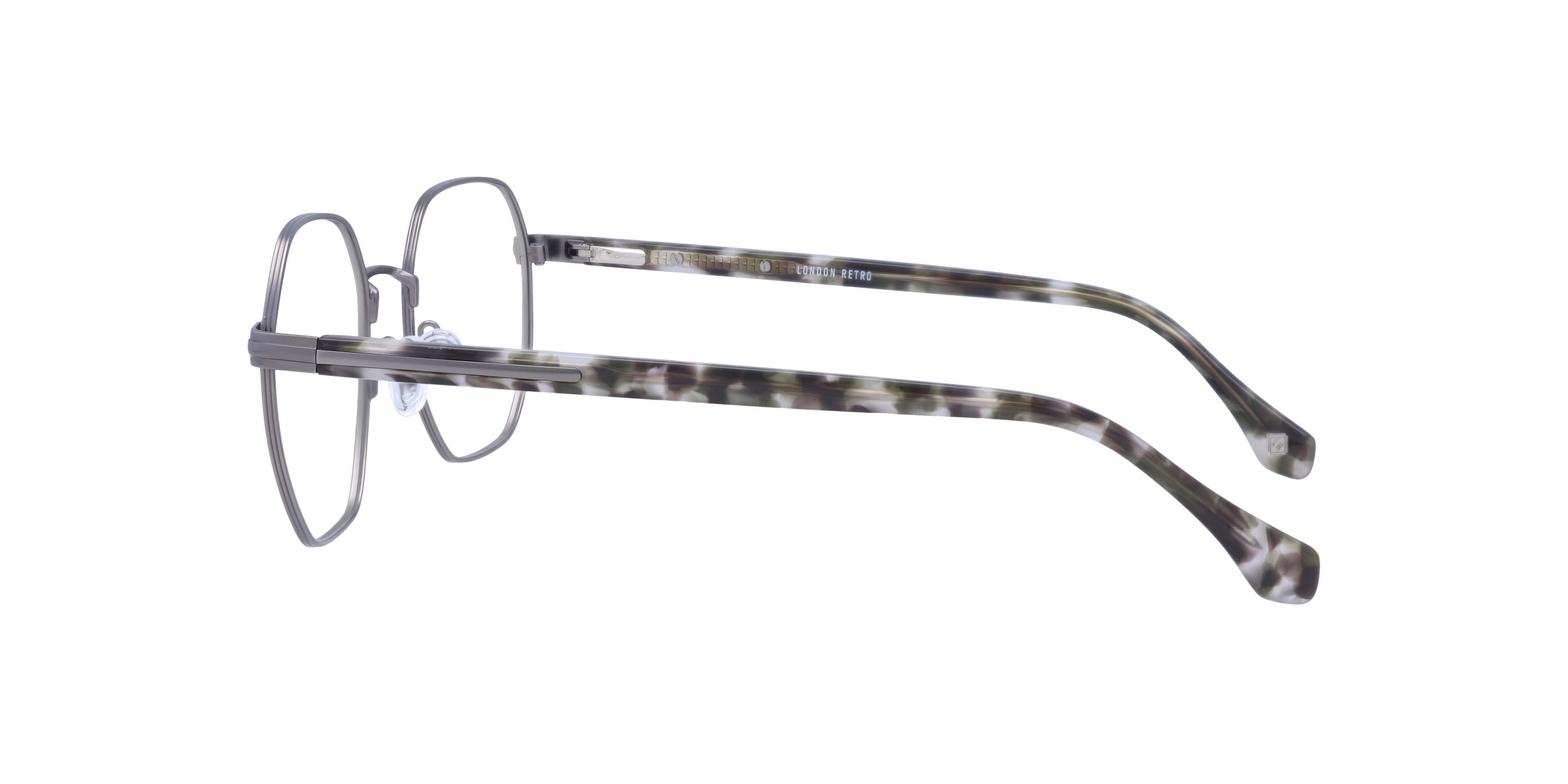 Hainault Matte Gunmetal MetalEyeglass Frames for Glasses Direct, Side View