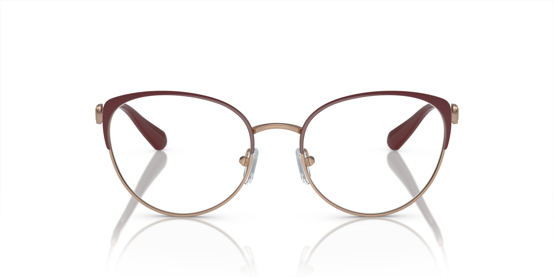 EA1150 Shiny Rose Gold & Bordeaux MetalEyeglass Frames for Glasses Direct, Front View