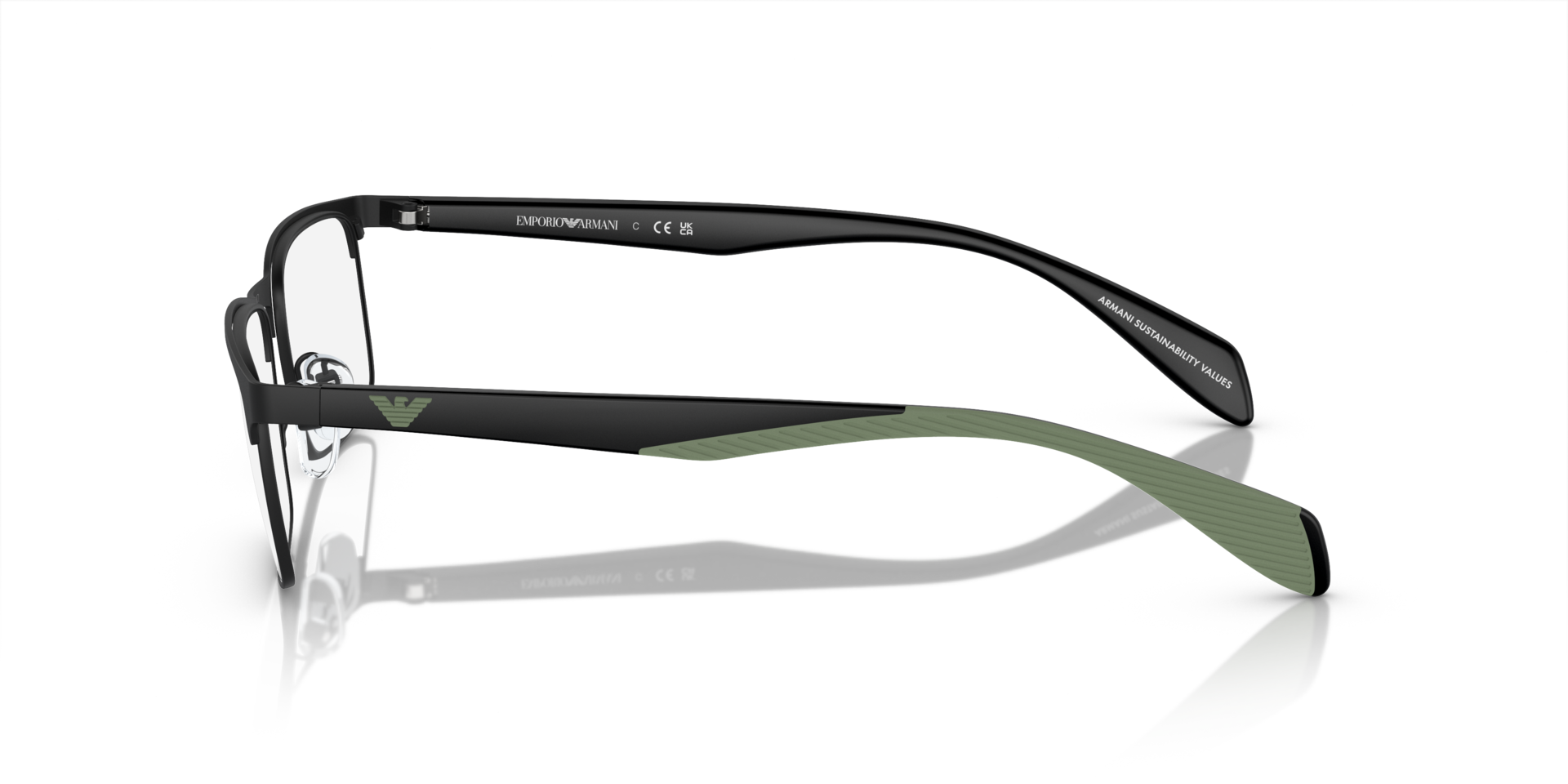 EA1149 Matte Black MetalEyeglass Frames for Glasses Direct, Side View